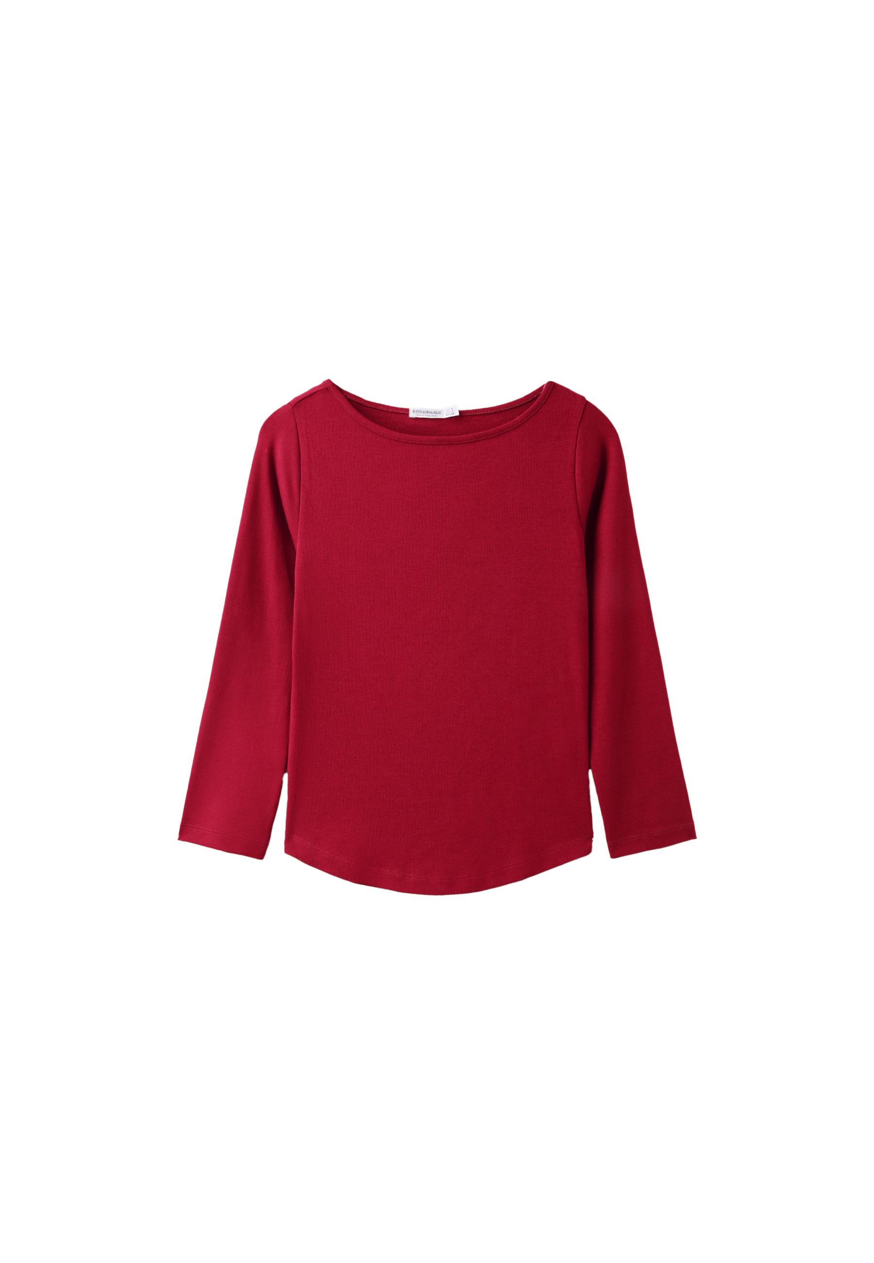 Boat neck basic T-shirt — Red