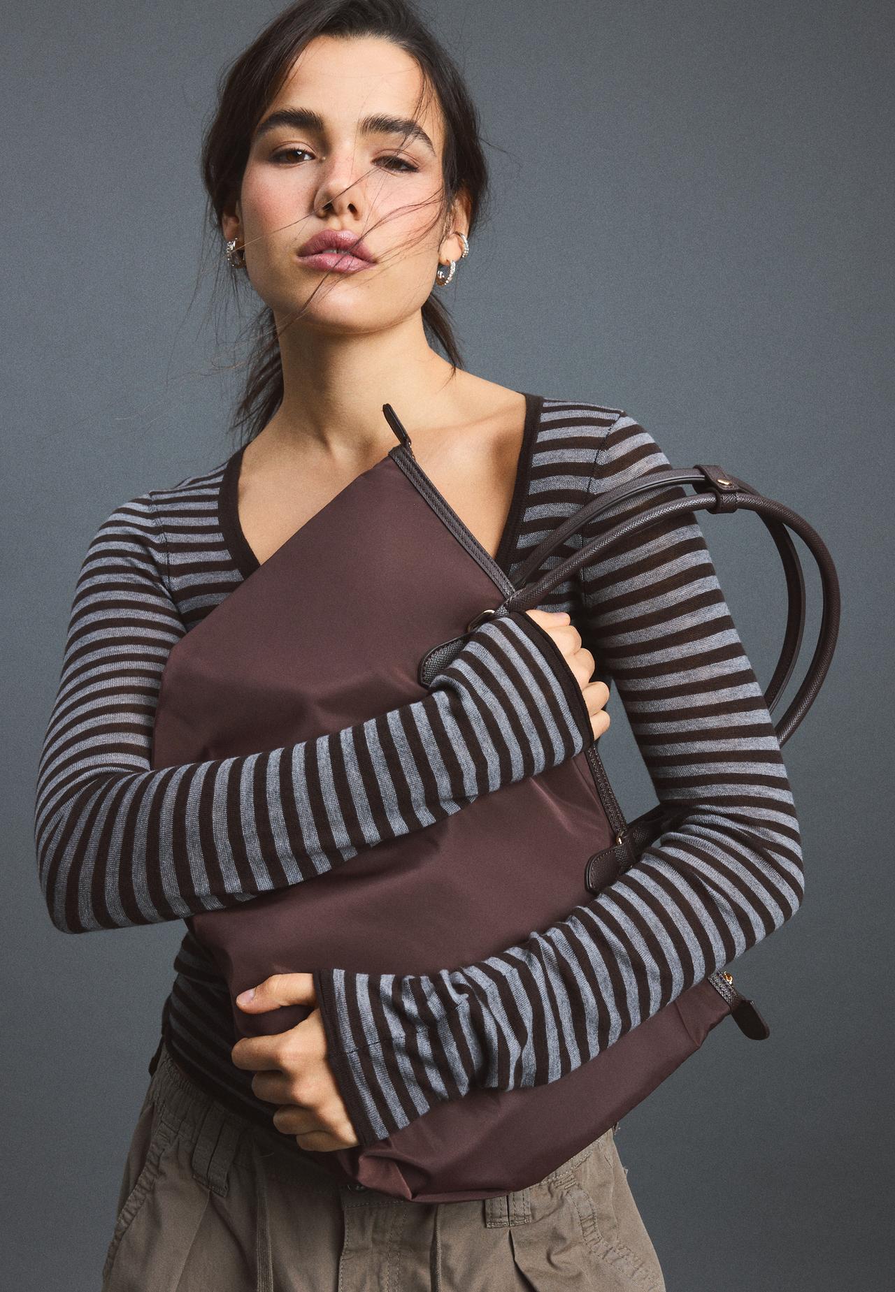 Contrast crossbody shopper bag — Brown