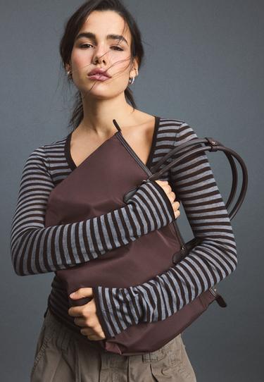 Contrast crossbody shopper bag — Brown 2