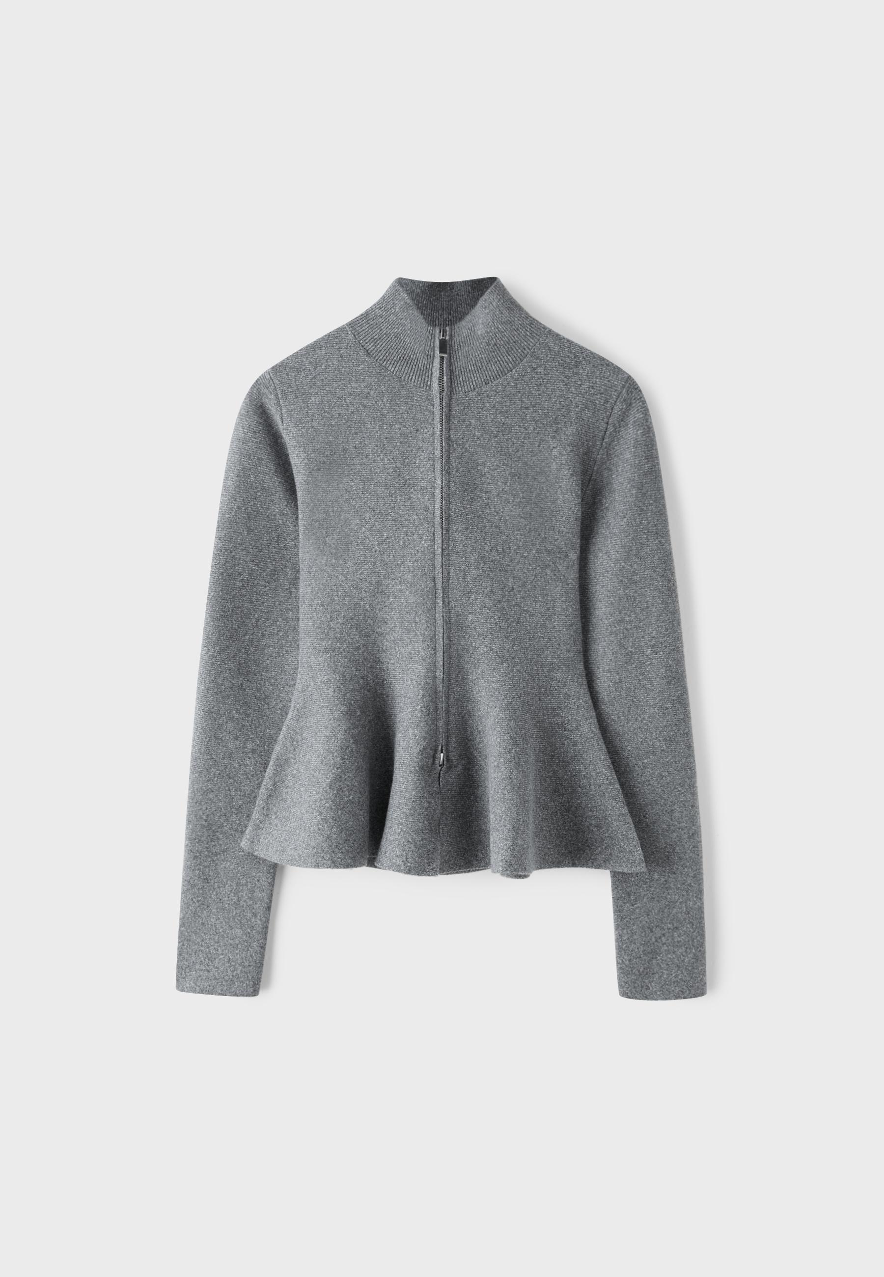 Peplum knit sweater — Dark grey