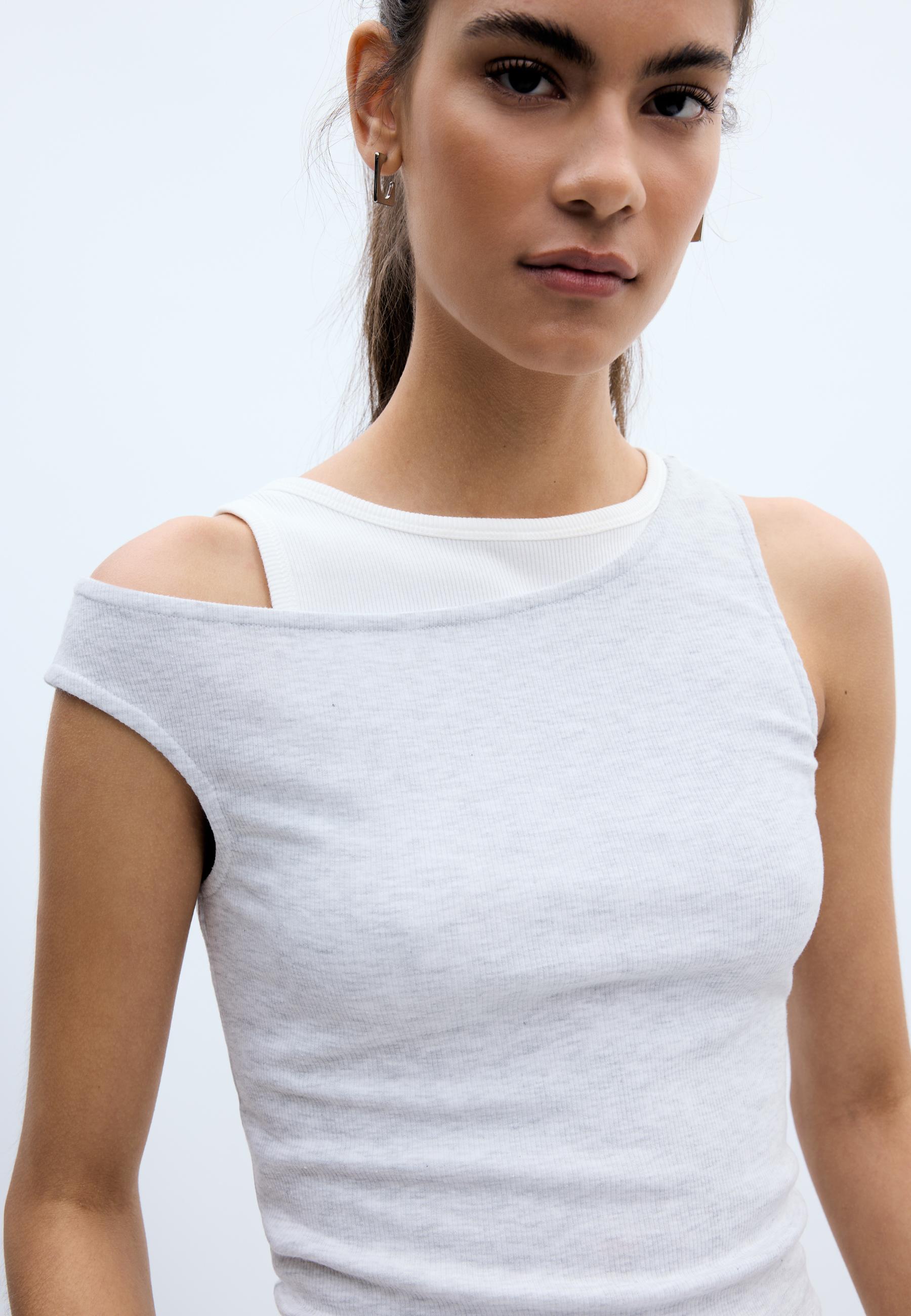 Double layer T-shirt — Grey melange
