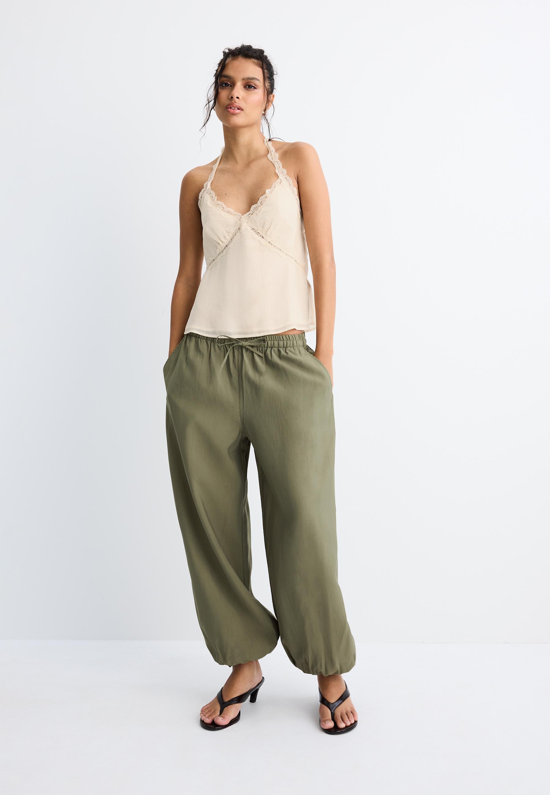 Lyocell sarouel trousers — Khaki