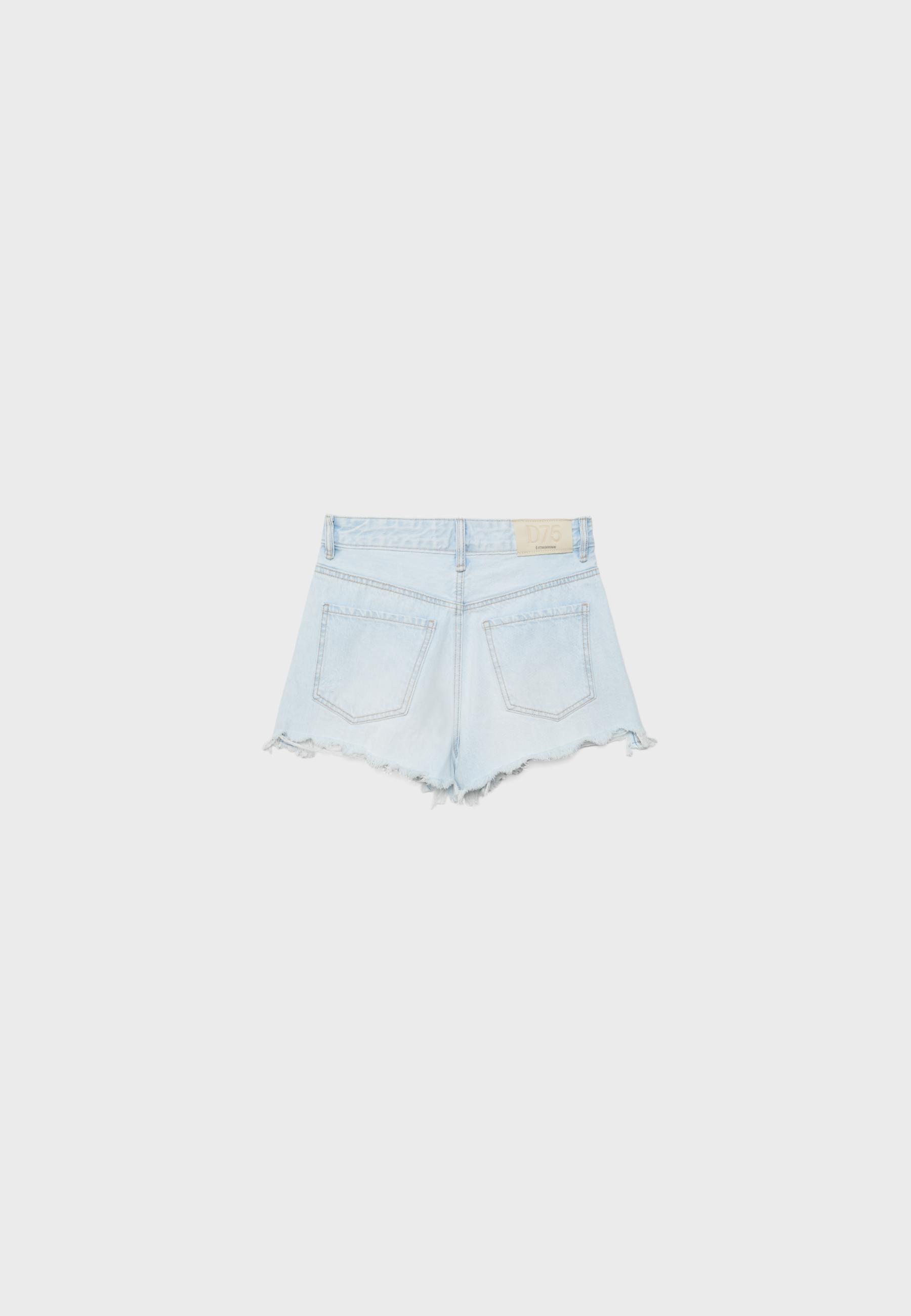 D75 distressed denim şort - Görsel 7