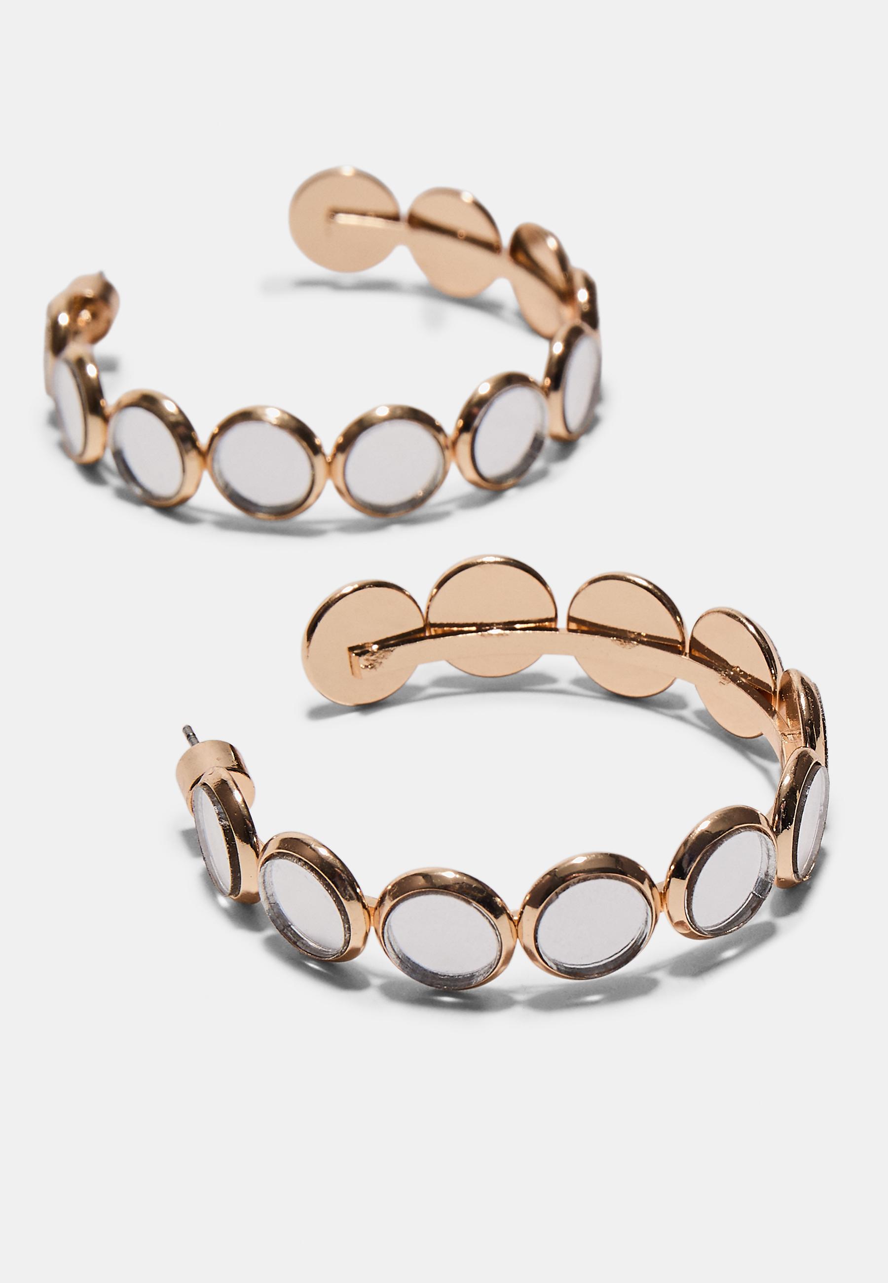 Mirror effect hoop earrings — Gold