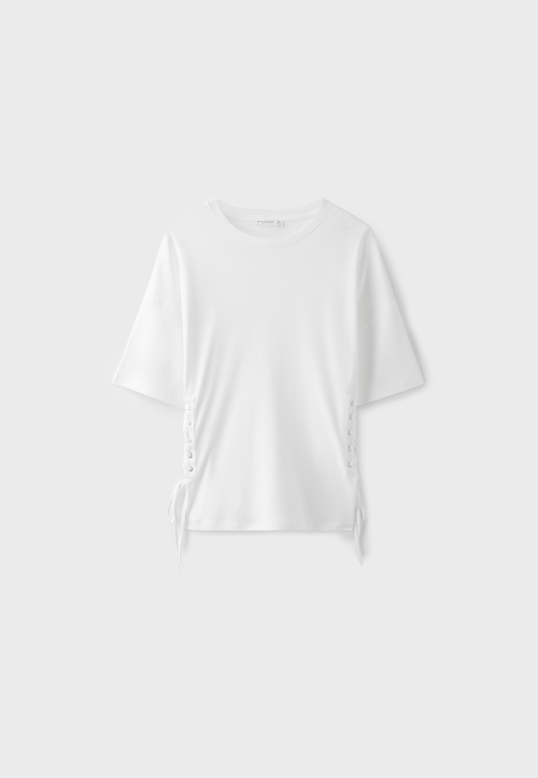 T-shirt with side ties — Ecru