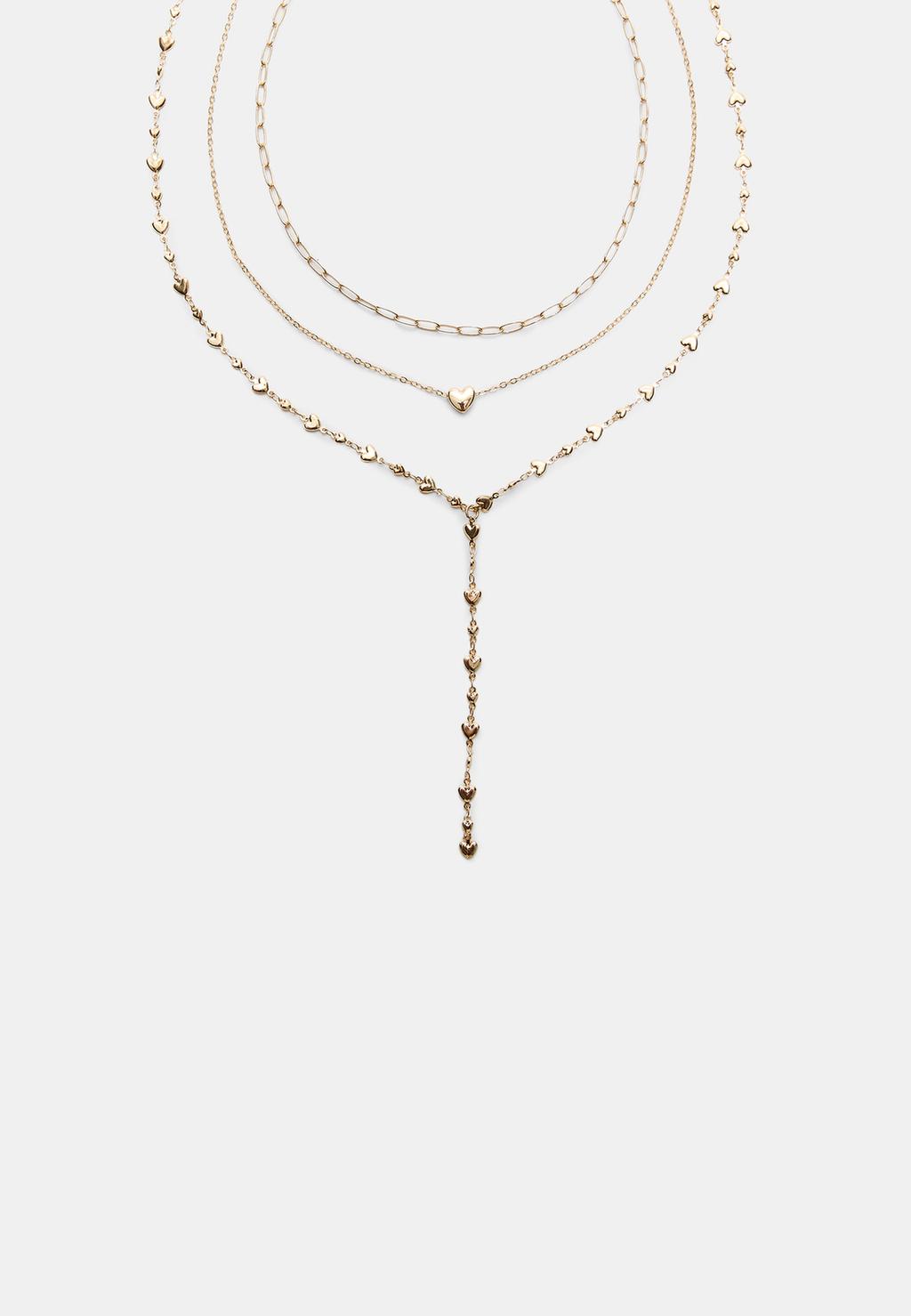 Set 3 collares lariat corazón