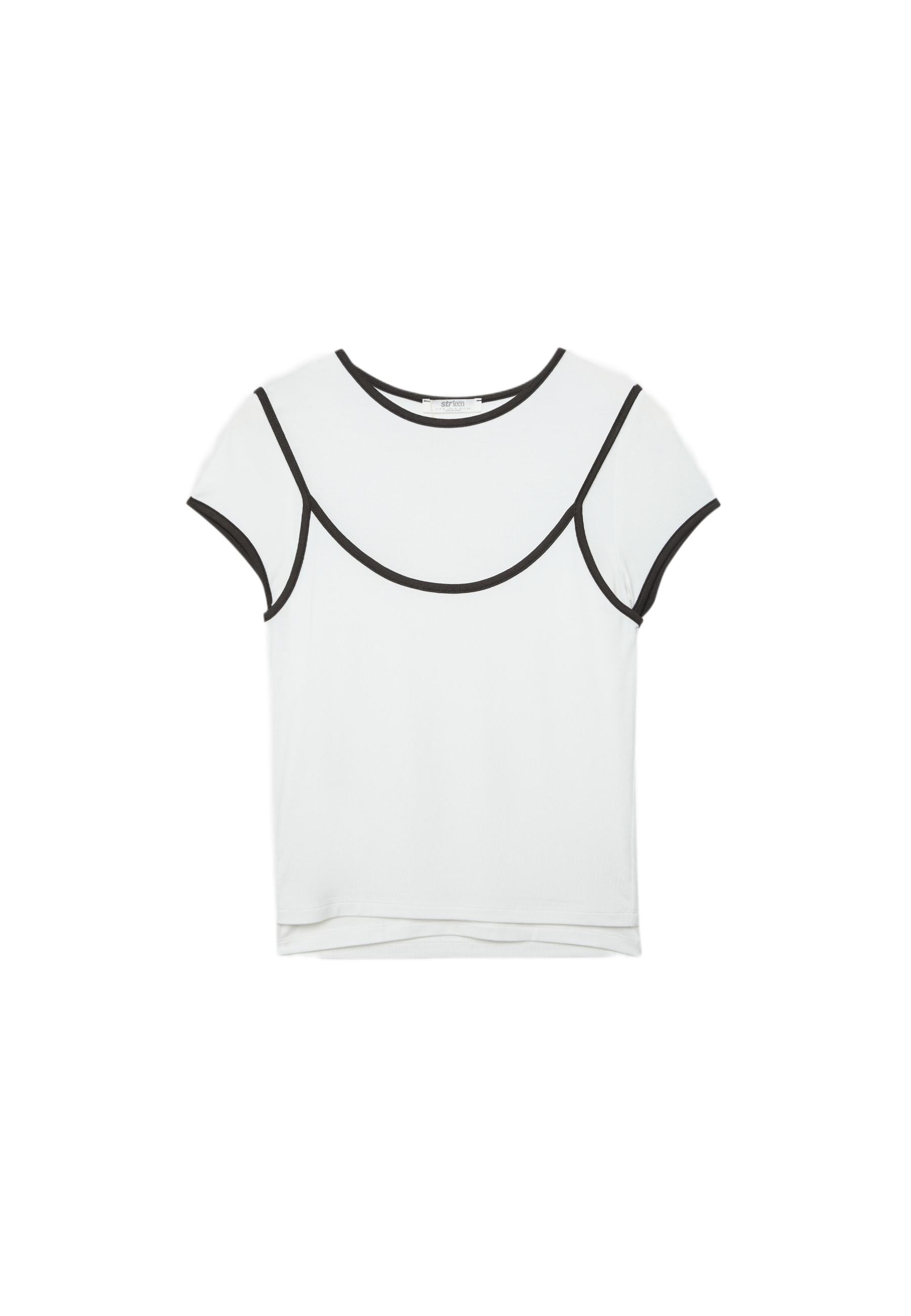 Double contrast T-shirt — Ecru