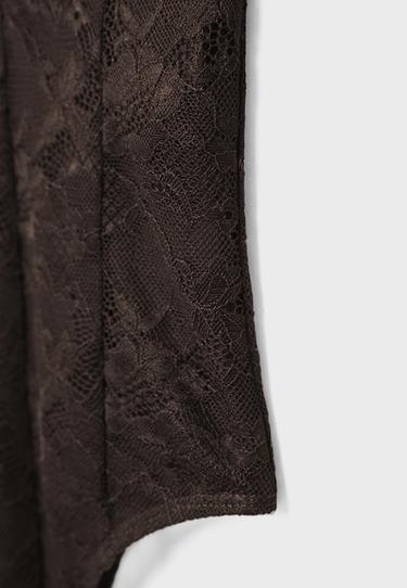Lace strap bodysuit — Brown 9