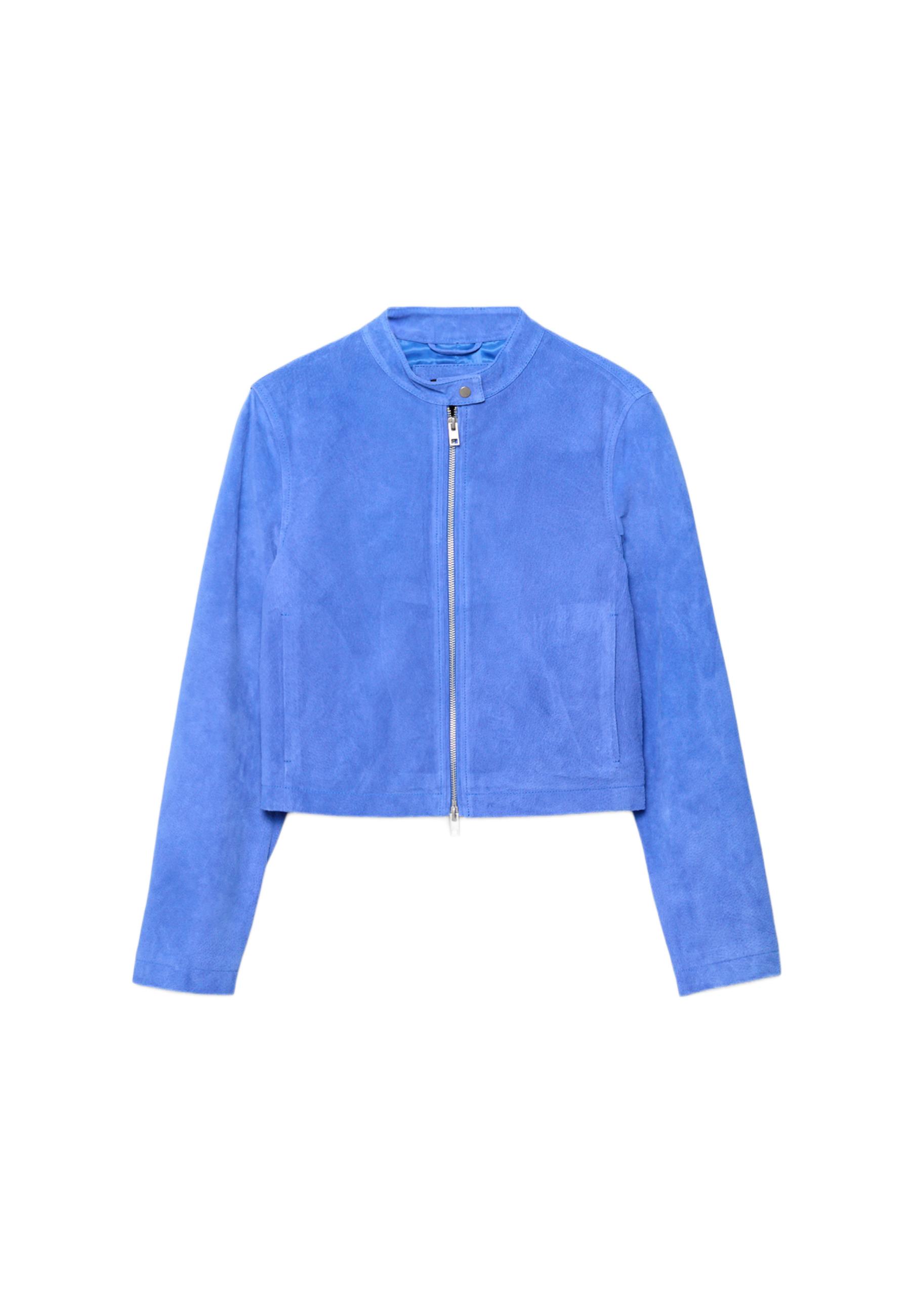 100% leather biker jacket — Royal blue