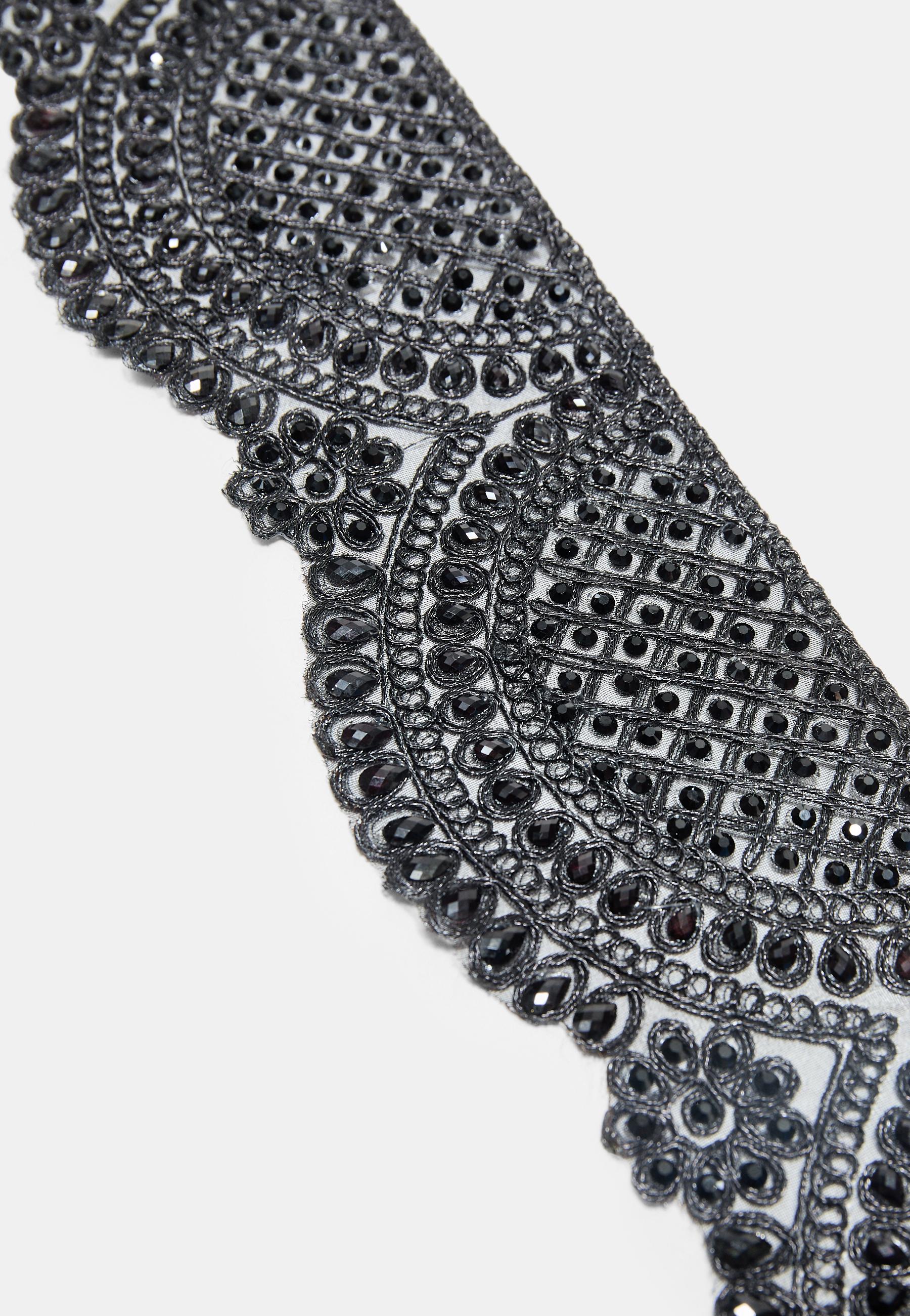 Wide faux pearl belt — Black