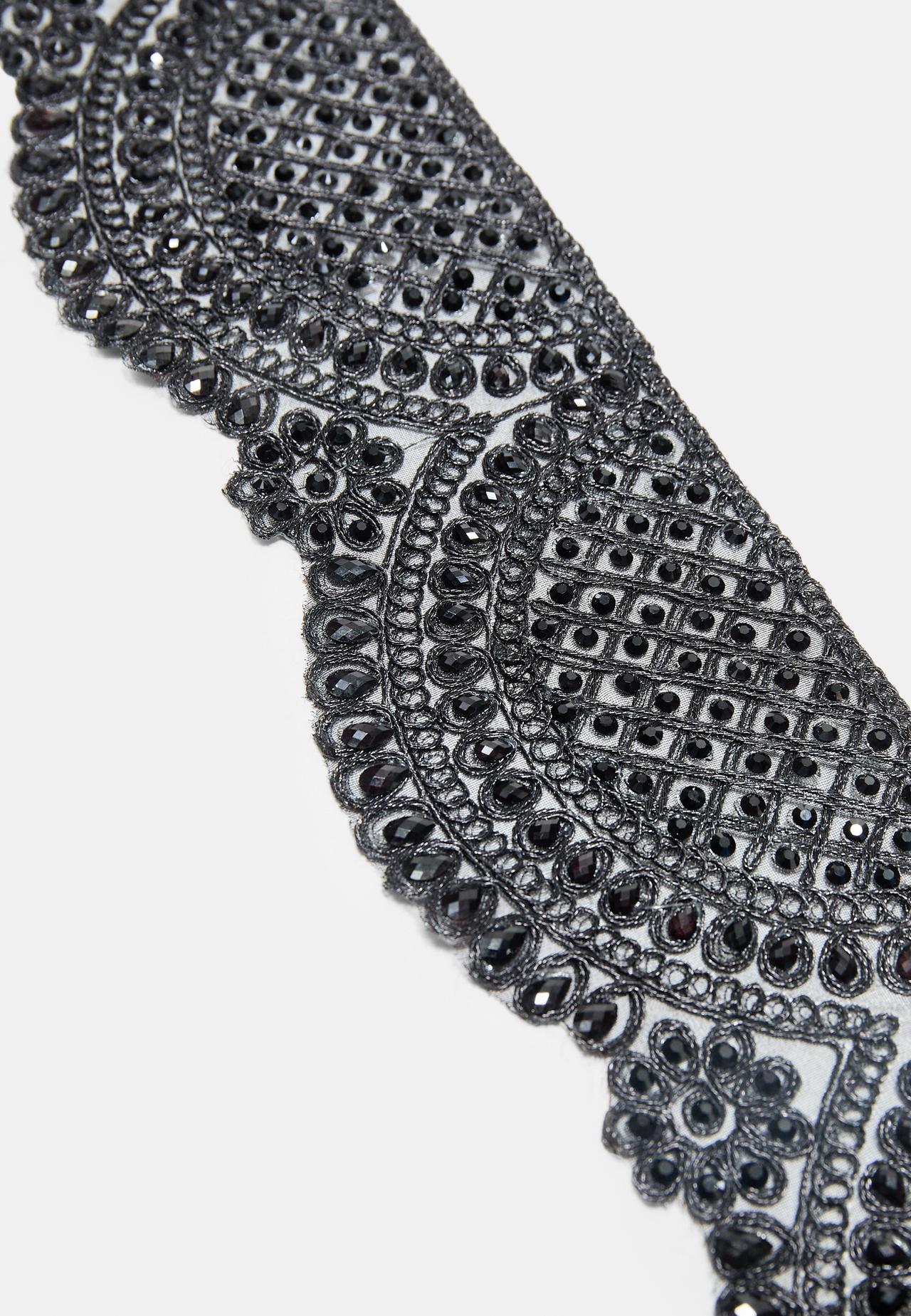 Wide faux pearl belt — Black