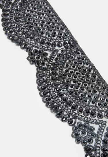 Wide faux pearl belt — Black 3