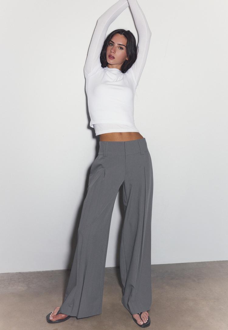 Stradivarius Αμπιγιέ Παντελόνι Με Φαρδιά Ζώνη 0-252 44