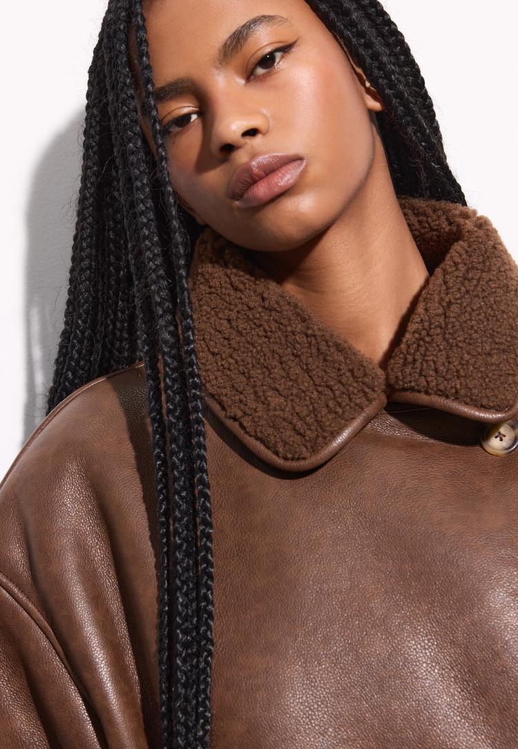 regular kesim suni deri ceket