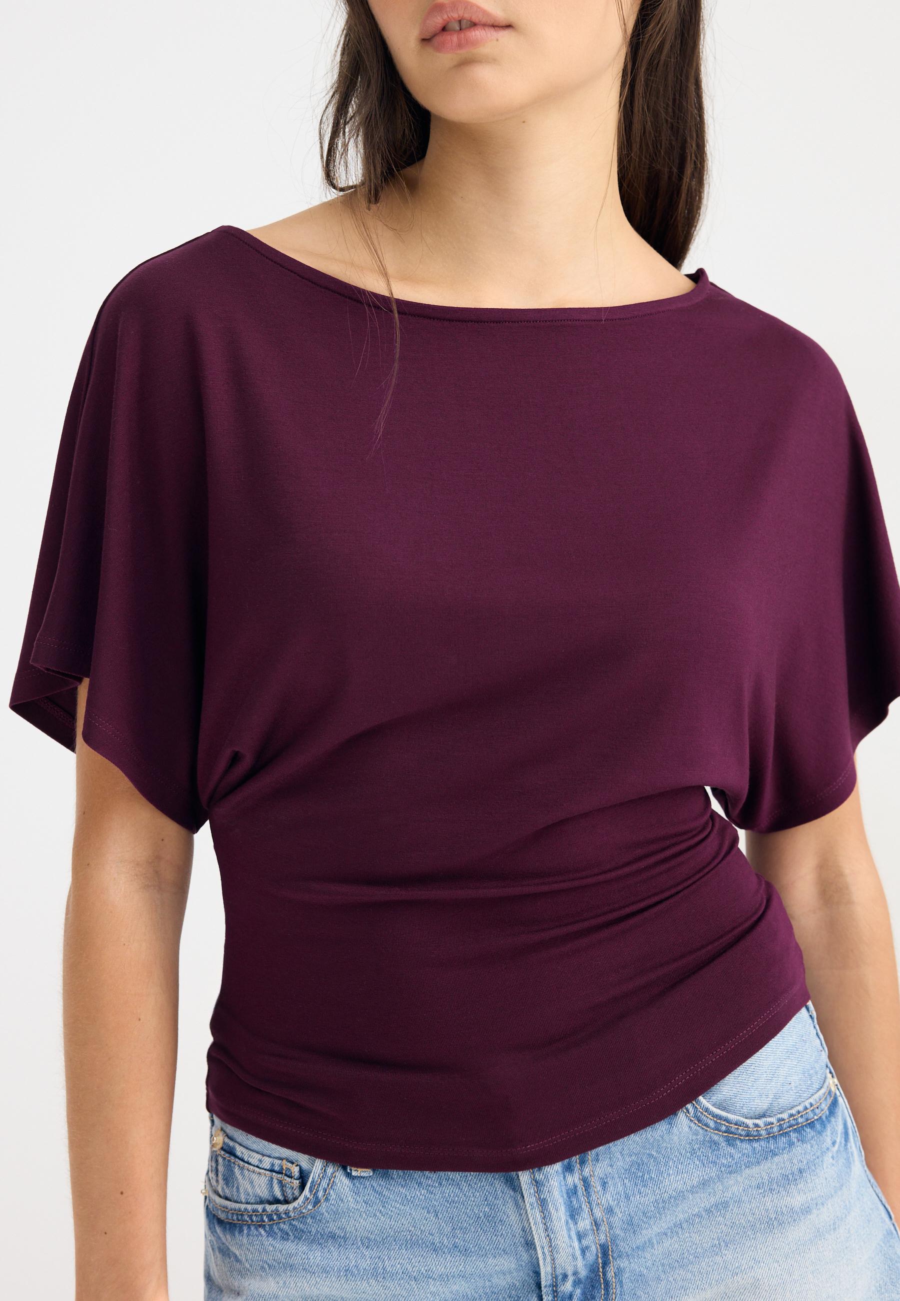 Short sleeve boat neck T-shirt — Purple