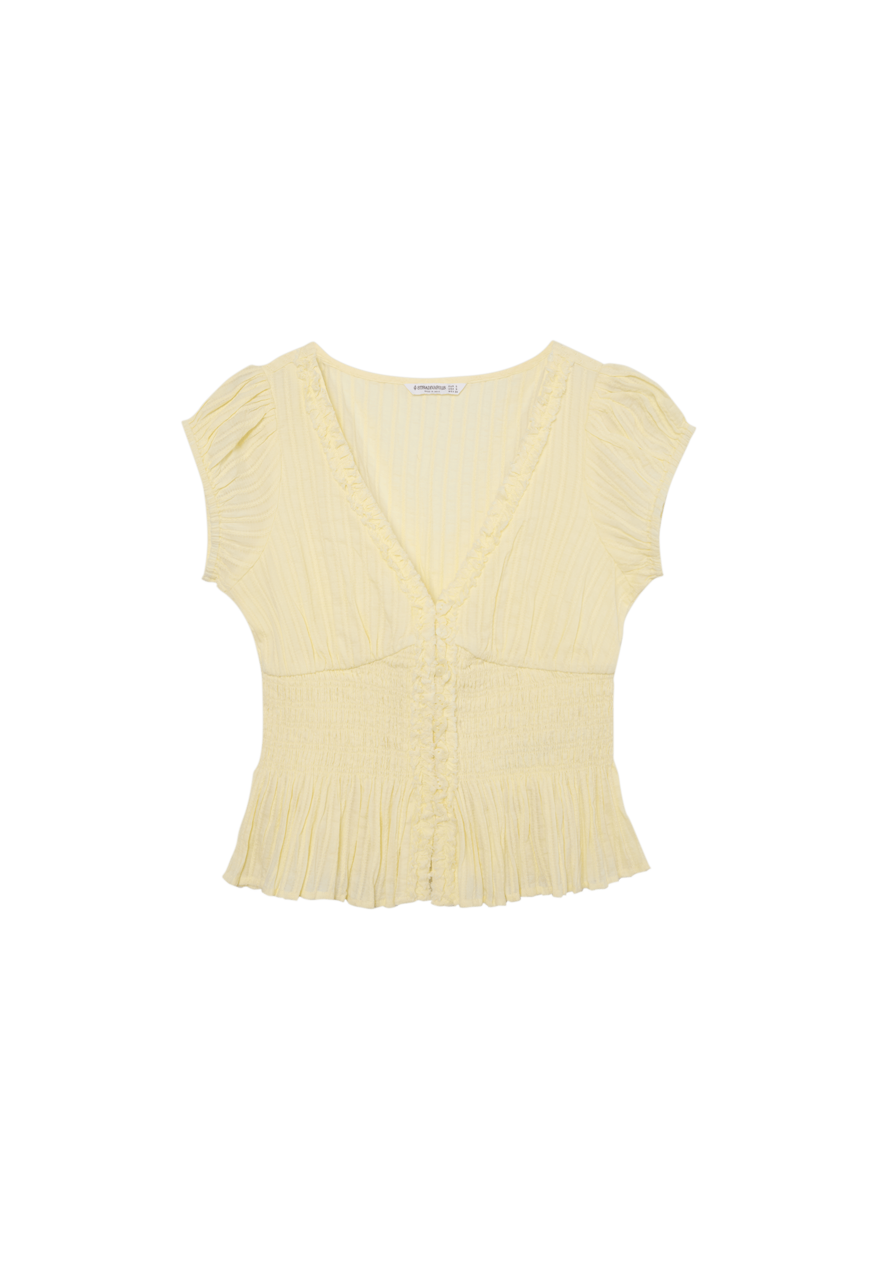 Short sleeve shirred shirt — Gold