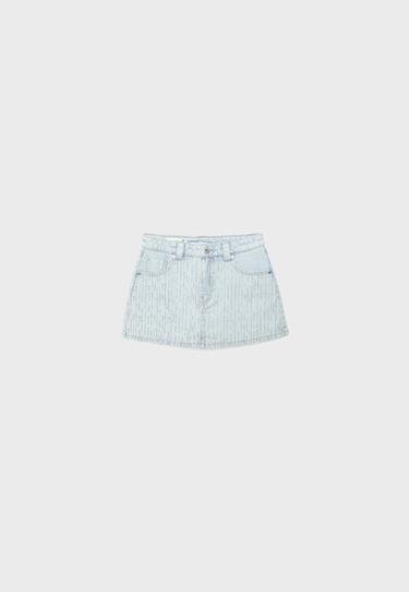 Denim skort with rhinestones — MEDIUM BLUE DENIM 6