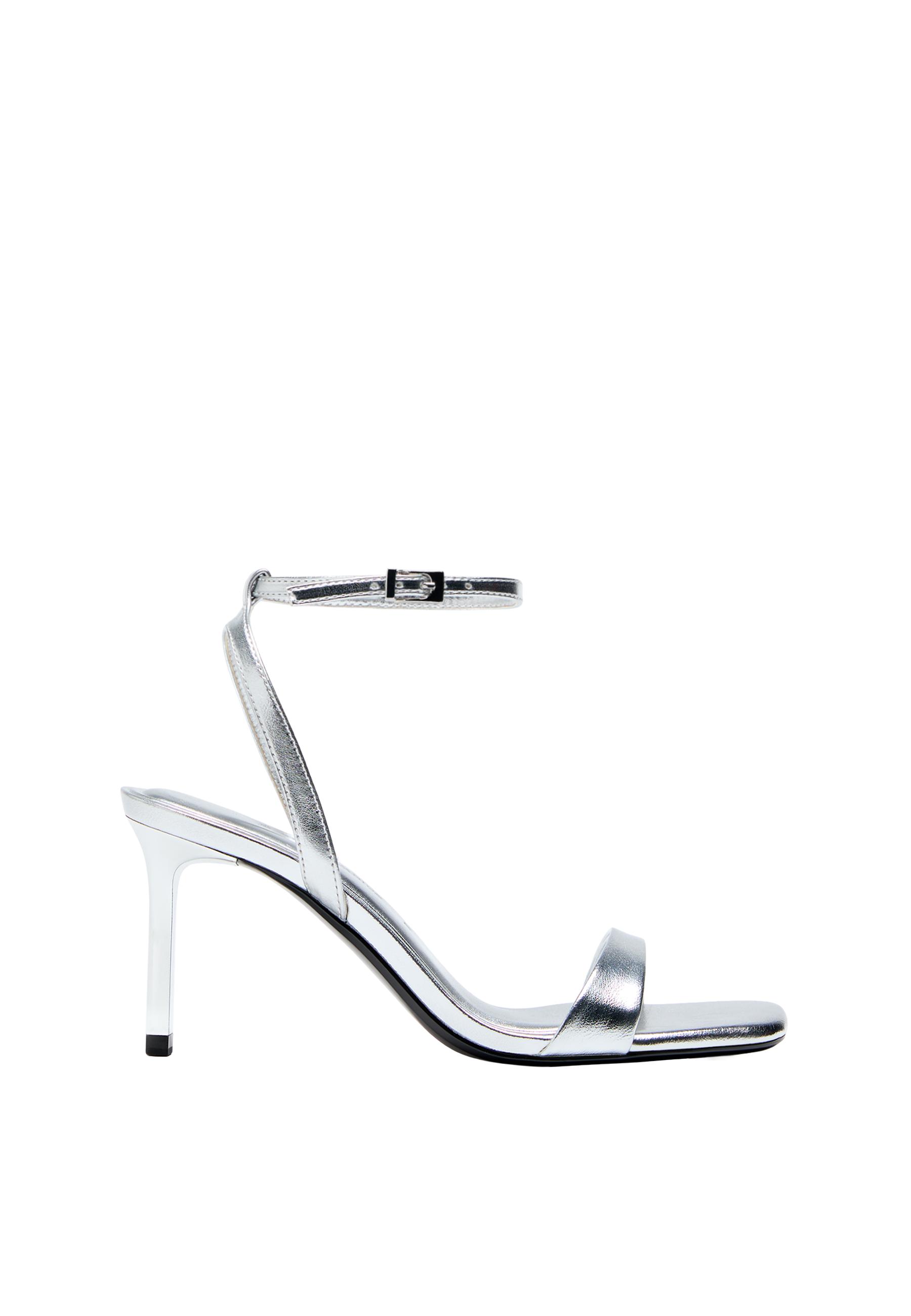 Metallic effect heeled sandals — SILVER