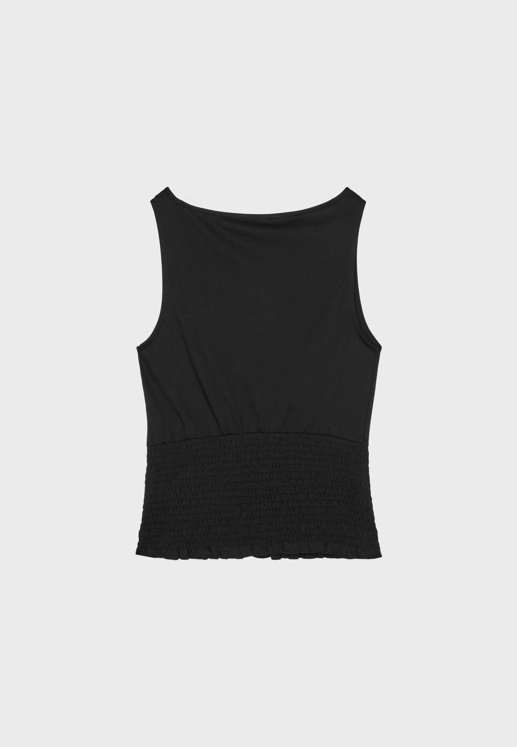 Elasticated T-shirt — Black