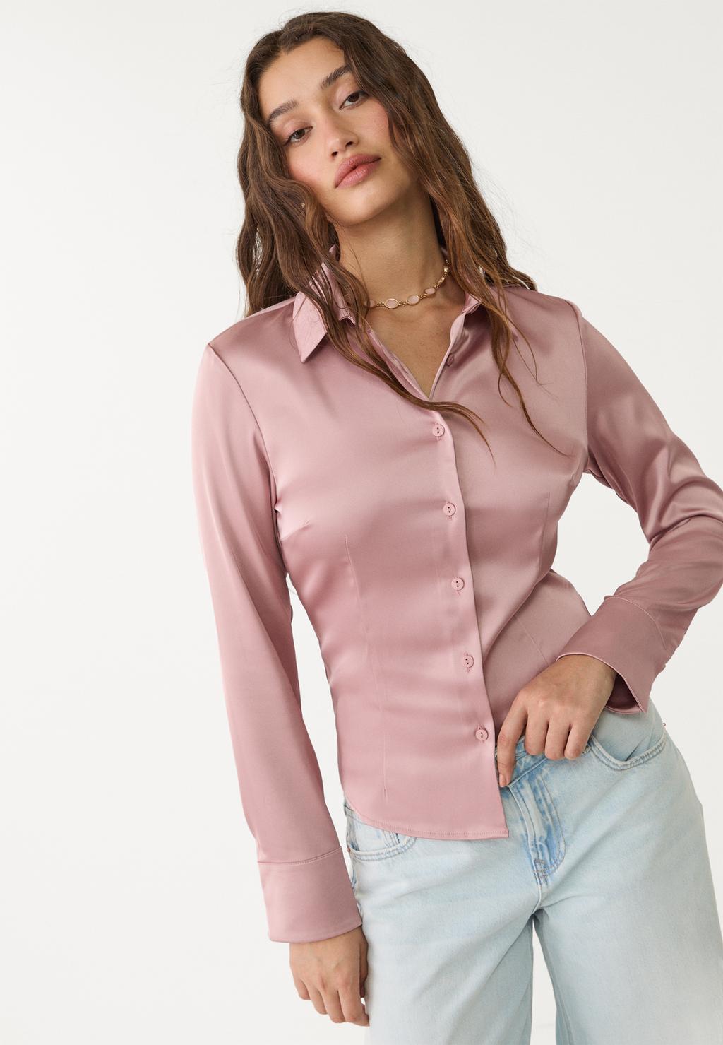 Fitted satin T-shirt