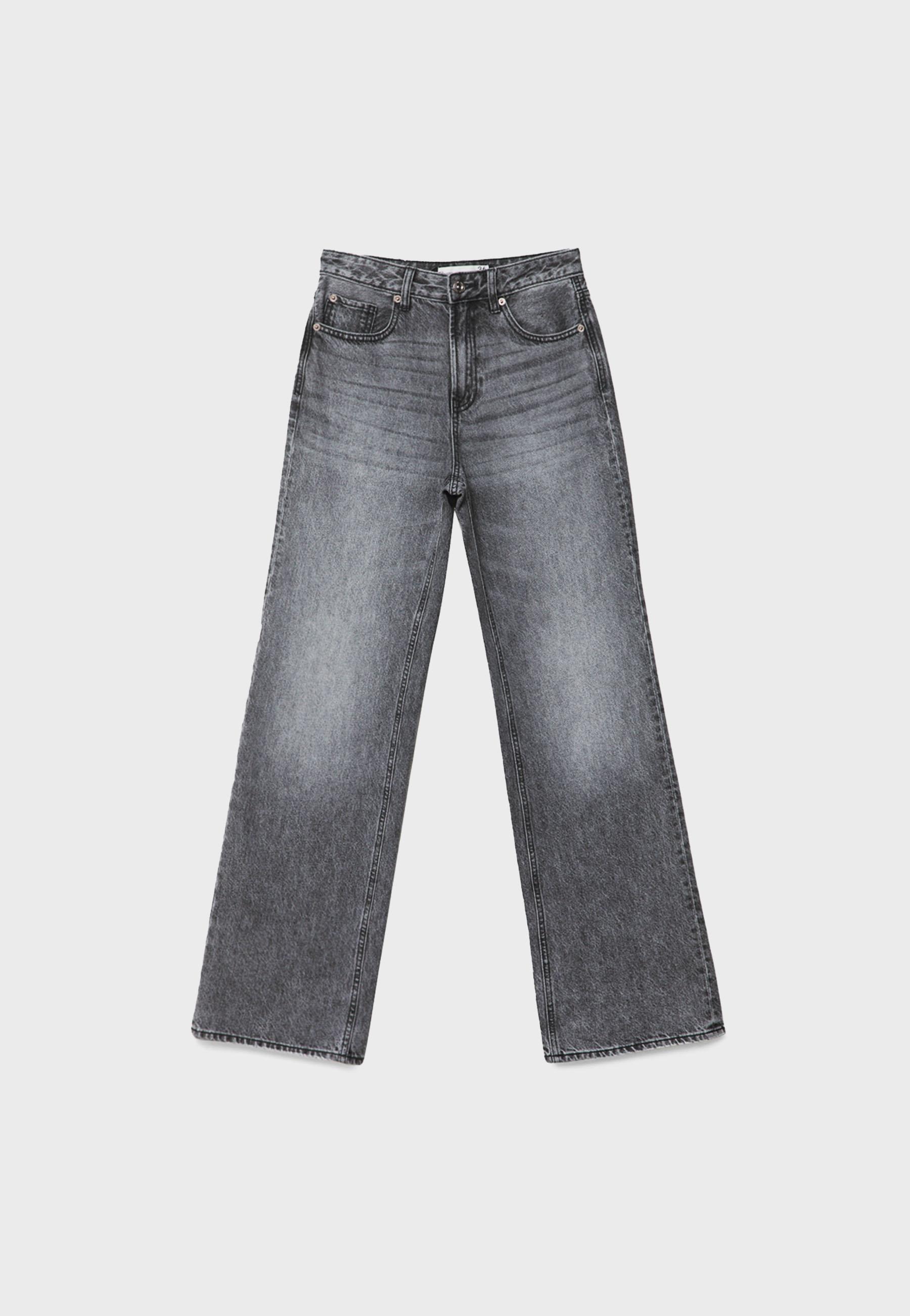 D92 Ripped straight wide-leg jeans — DARK GREY DENIM WASH