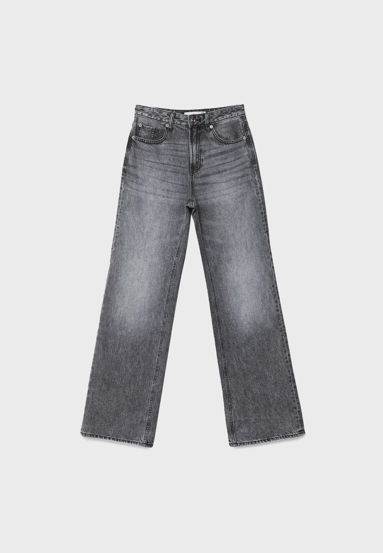 D92 Ripped straight wide-leg jeans — DARK GREY DENIM WASH