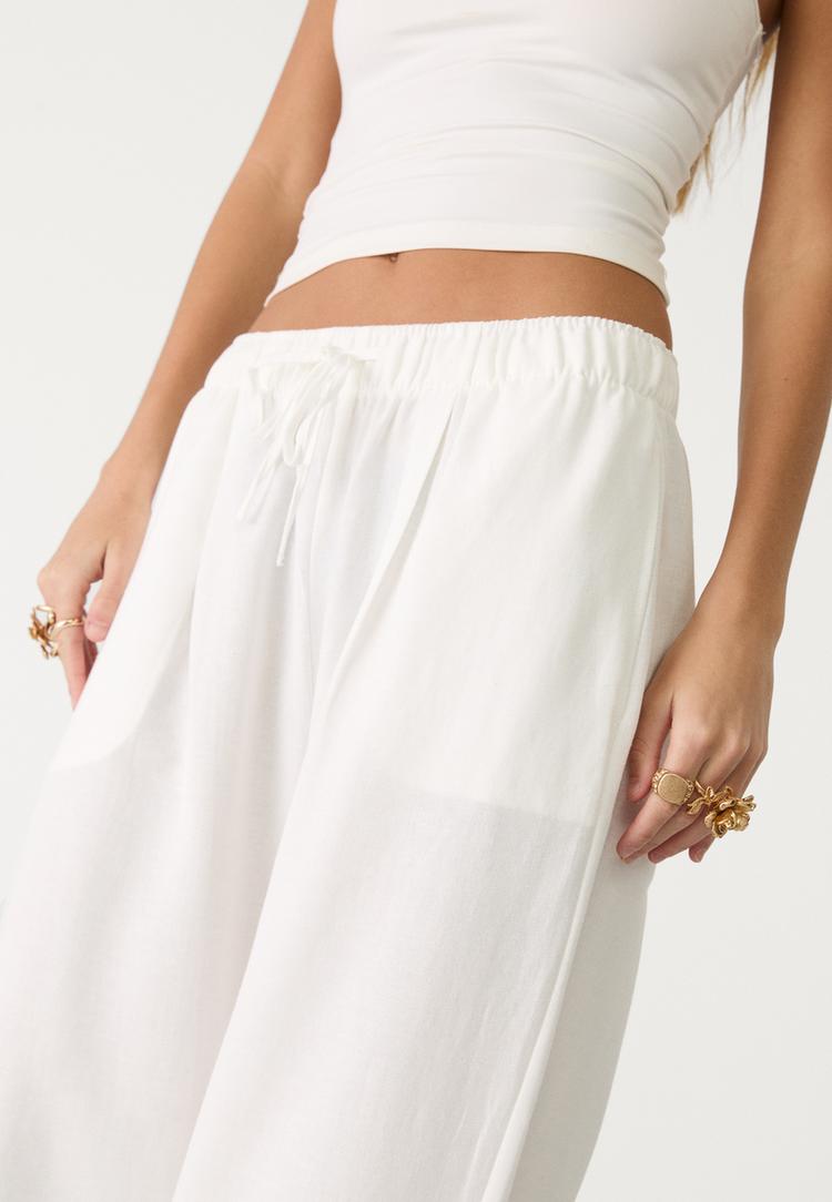 pantalon wide leg con lino