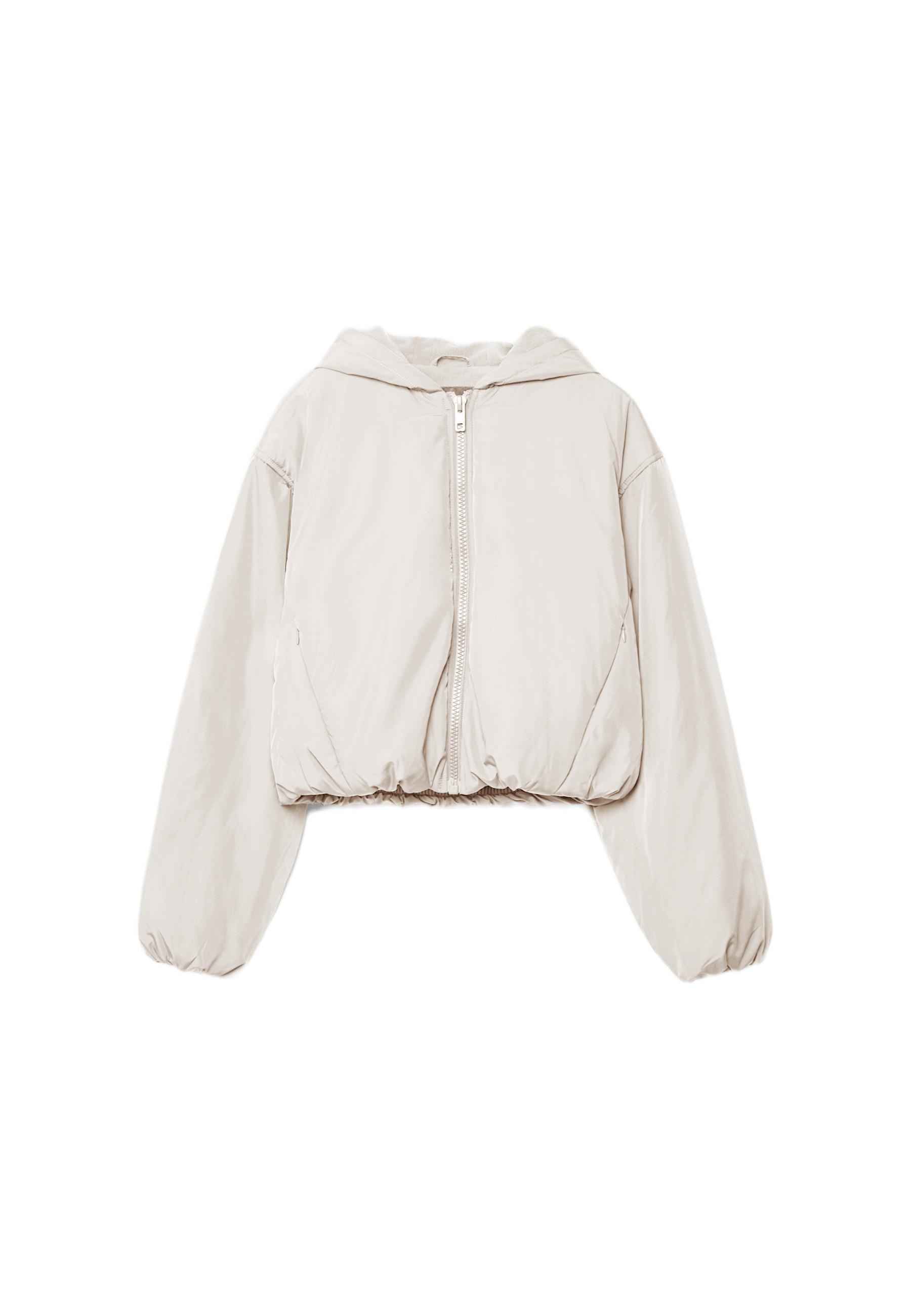 Puffer jacket with puff sleeves — Ecru