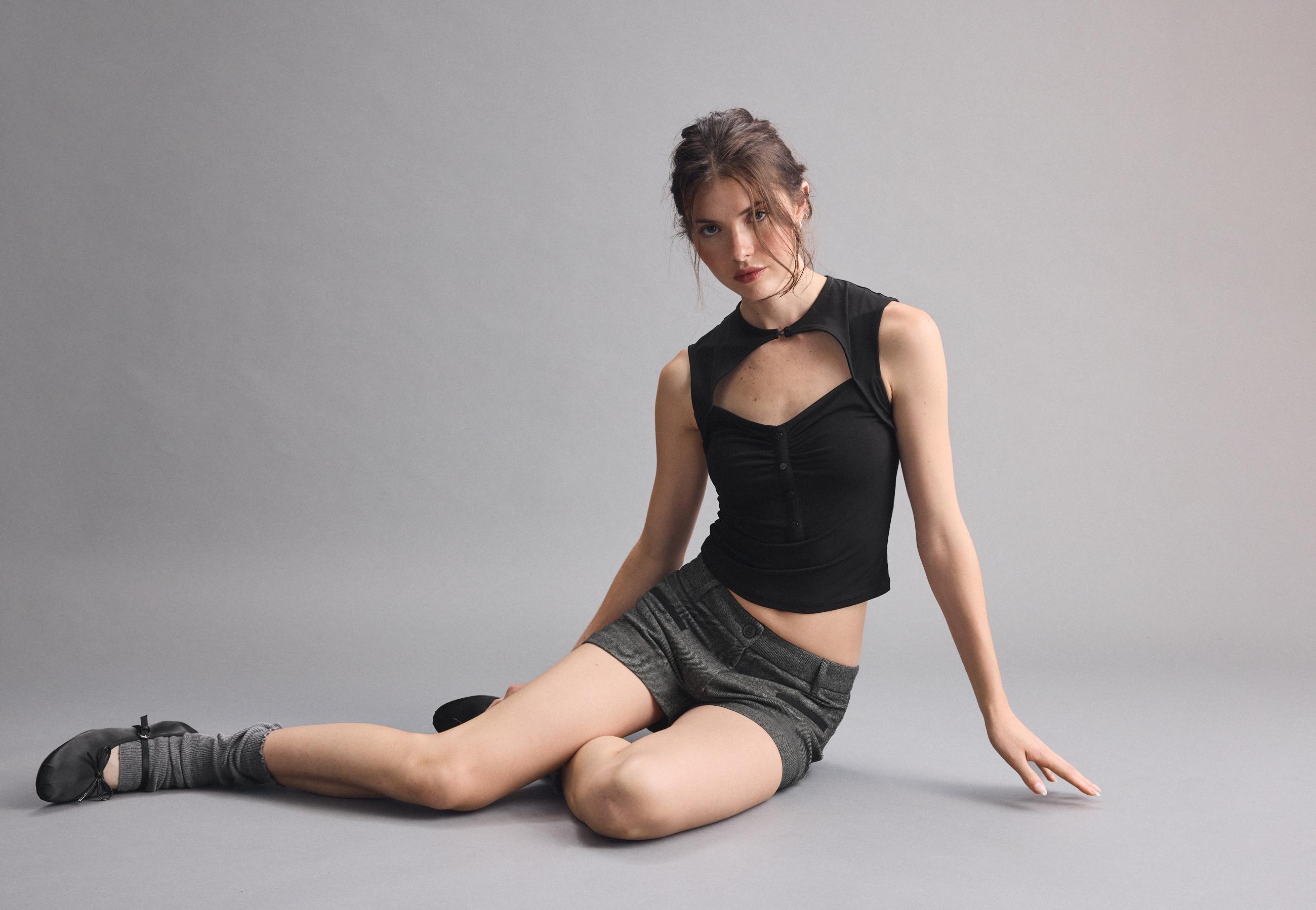Satin buckle ballet flats — BLACK 
