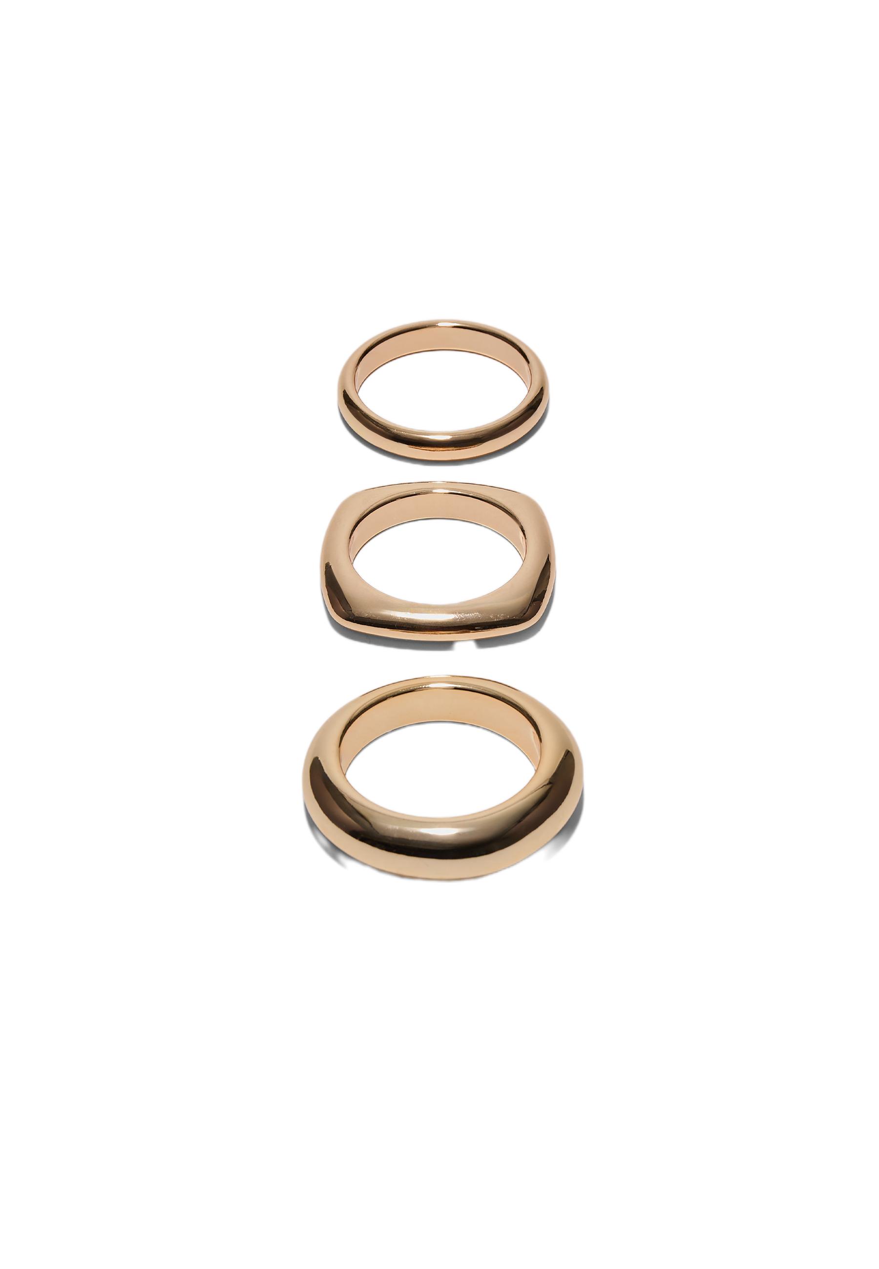 Set of 3 rigid bracelets — Gold