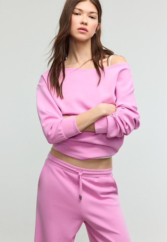 felpa spalla scoperta tessuto morbido