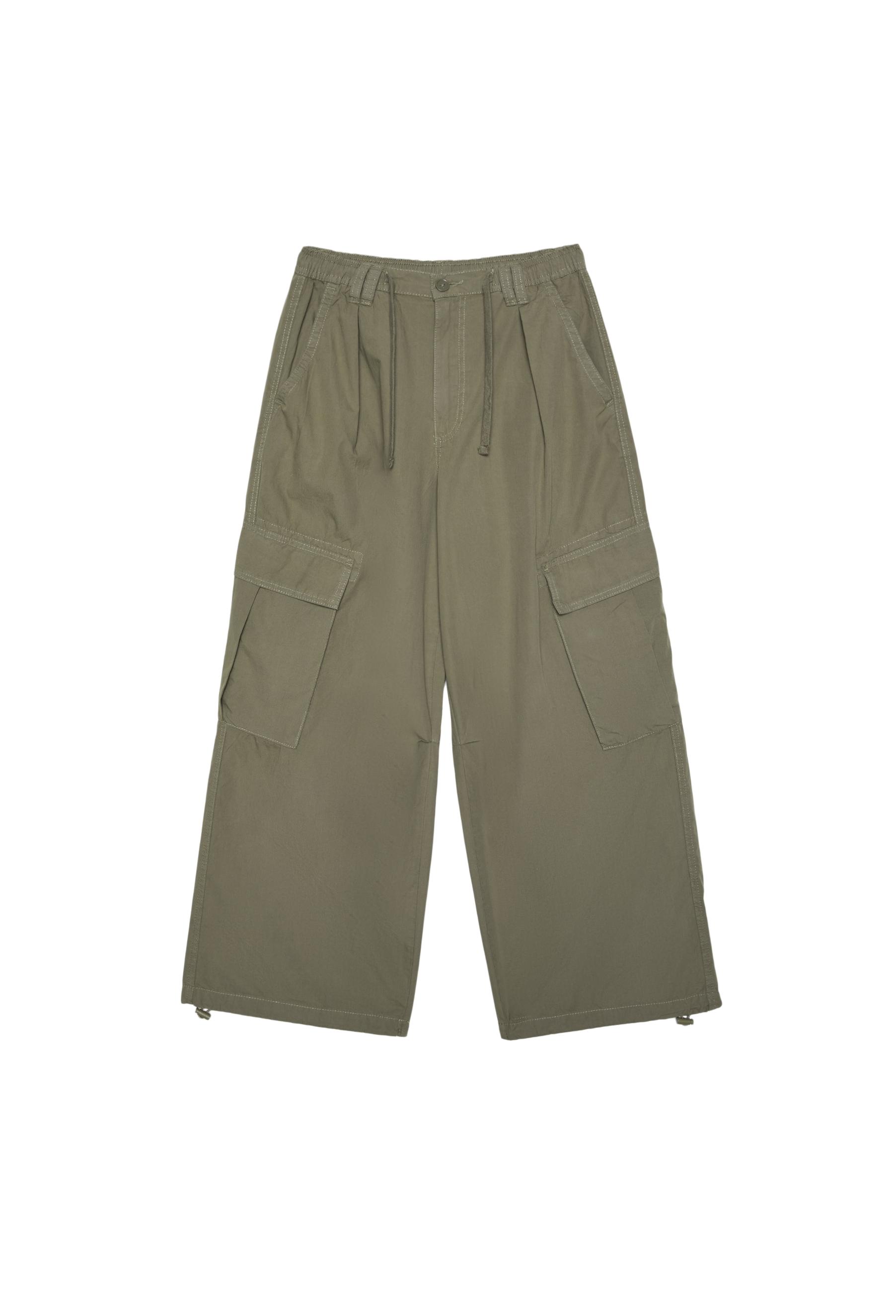 Poplin trousers with stoppers — Khaki