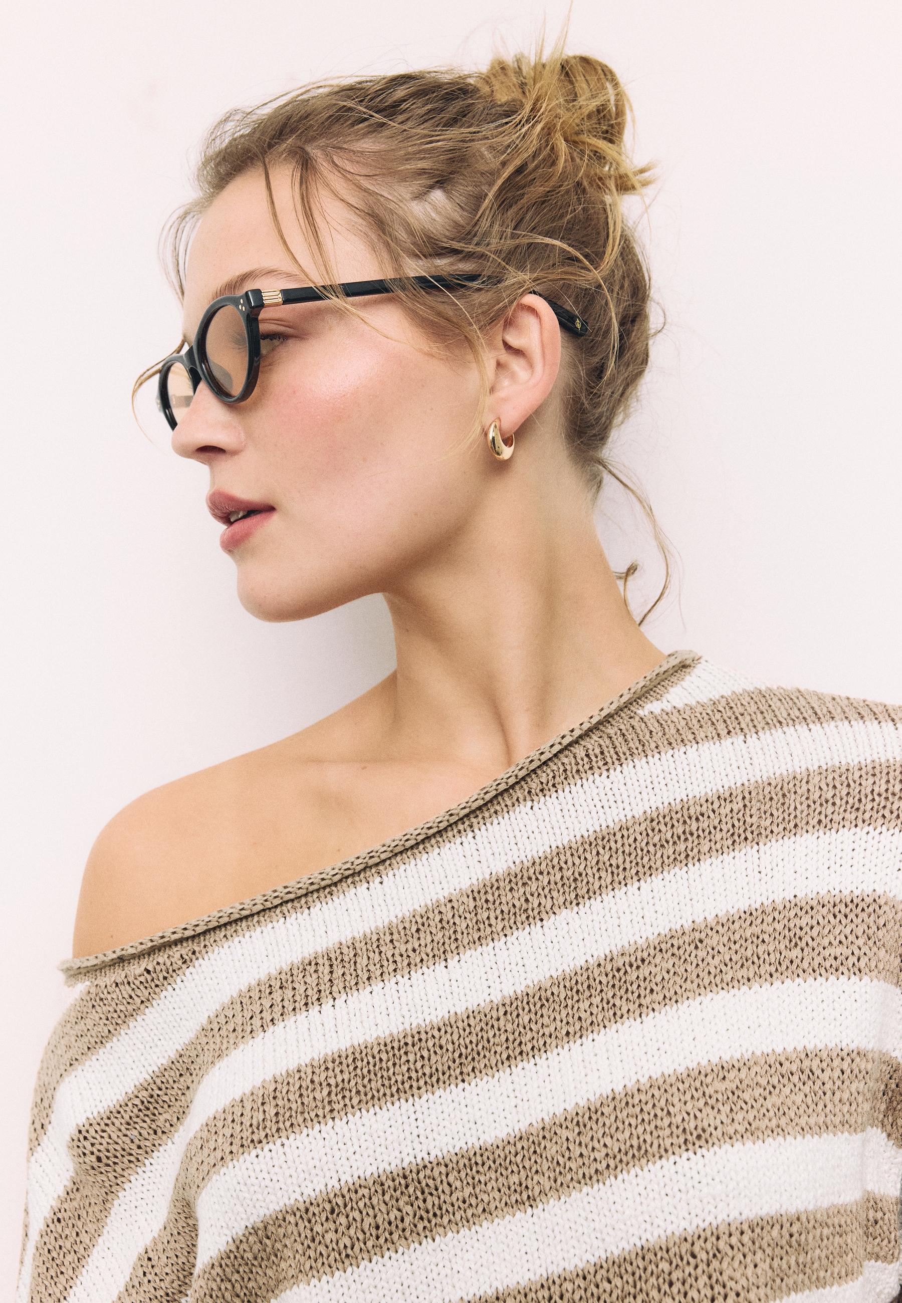 Boat neck knit sweater — Vanilla