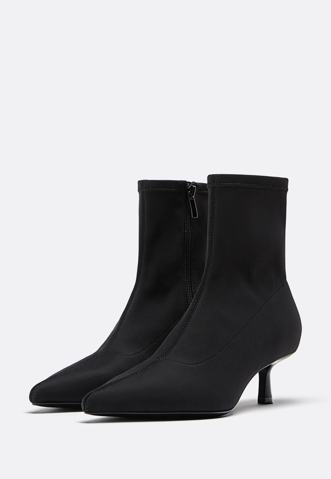 Neoprene-effect kitten heel ankle boots - Main Image