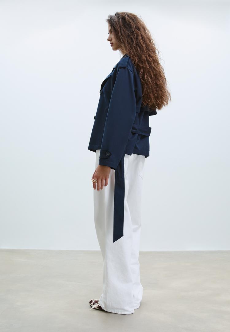 short trench coat with belt