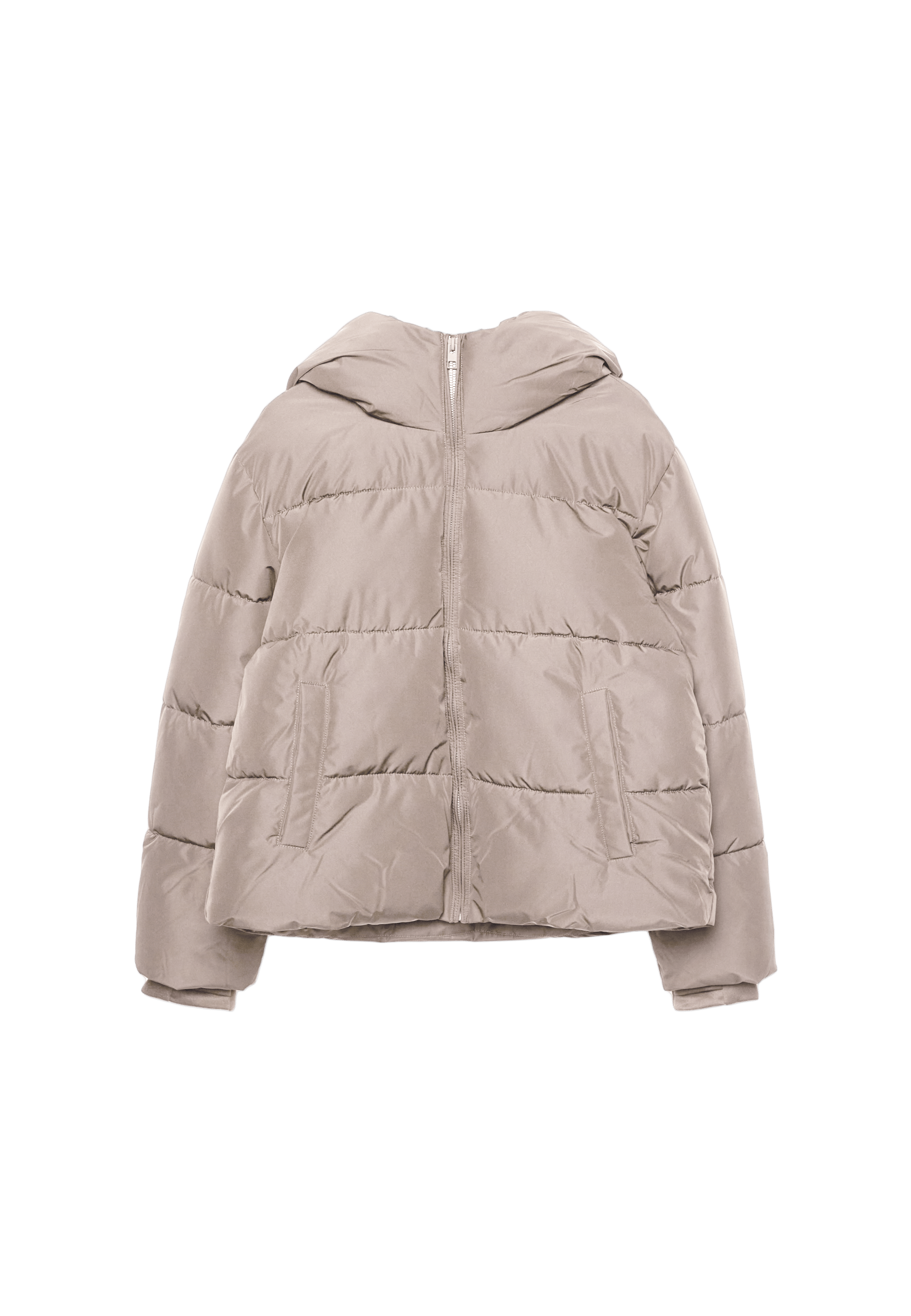 Hooded padded jacket — Brown