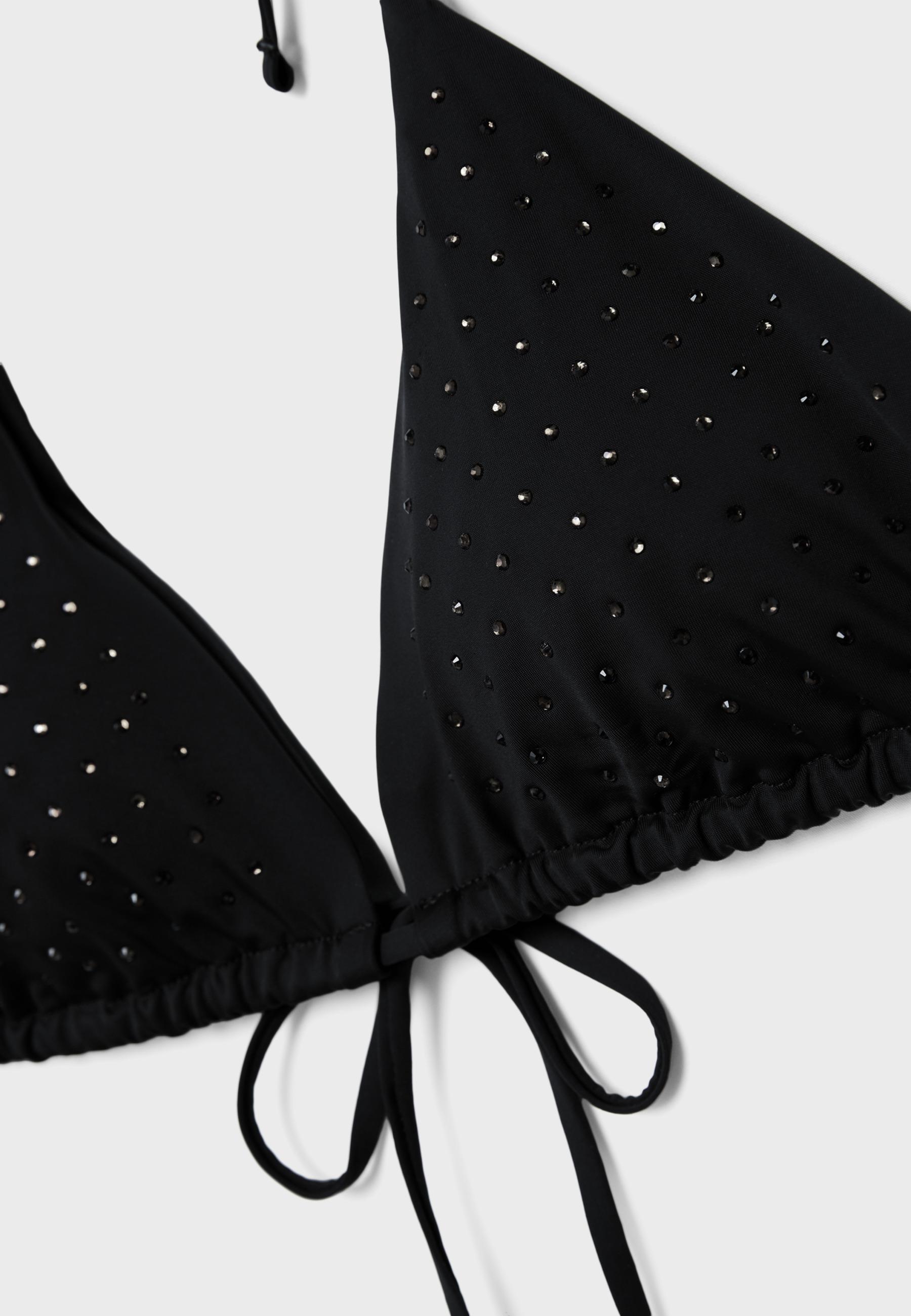 Shimmery triangle bikini top — Black