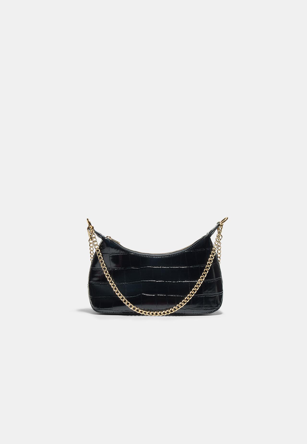 Mini coconut effect crossbody bag — Black