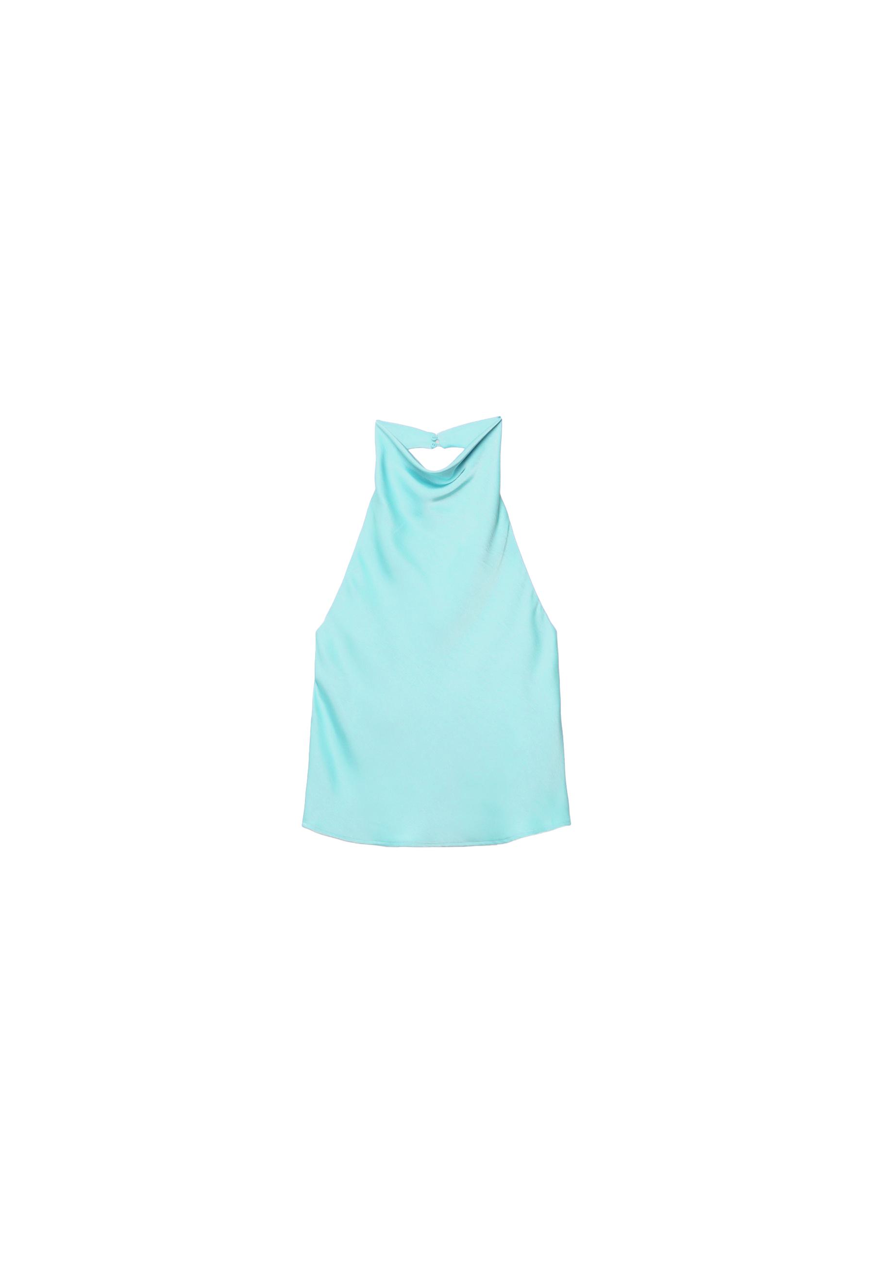 Satin effect halter top — Turquoise