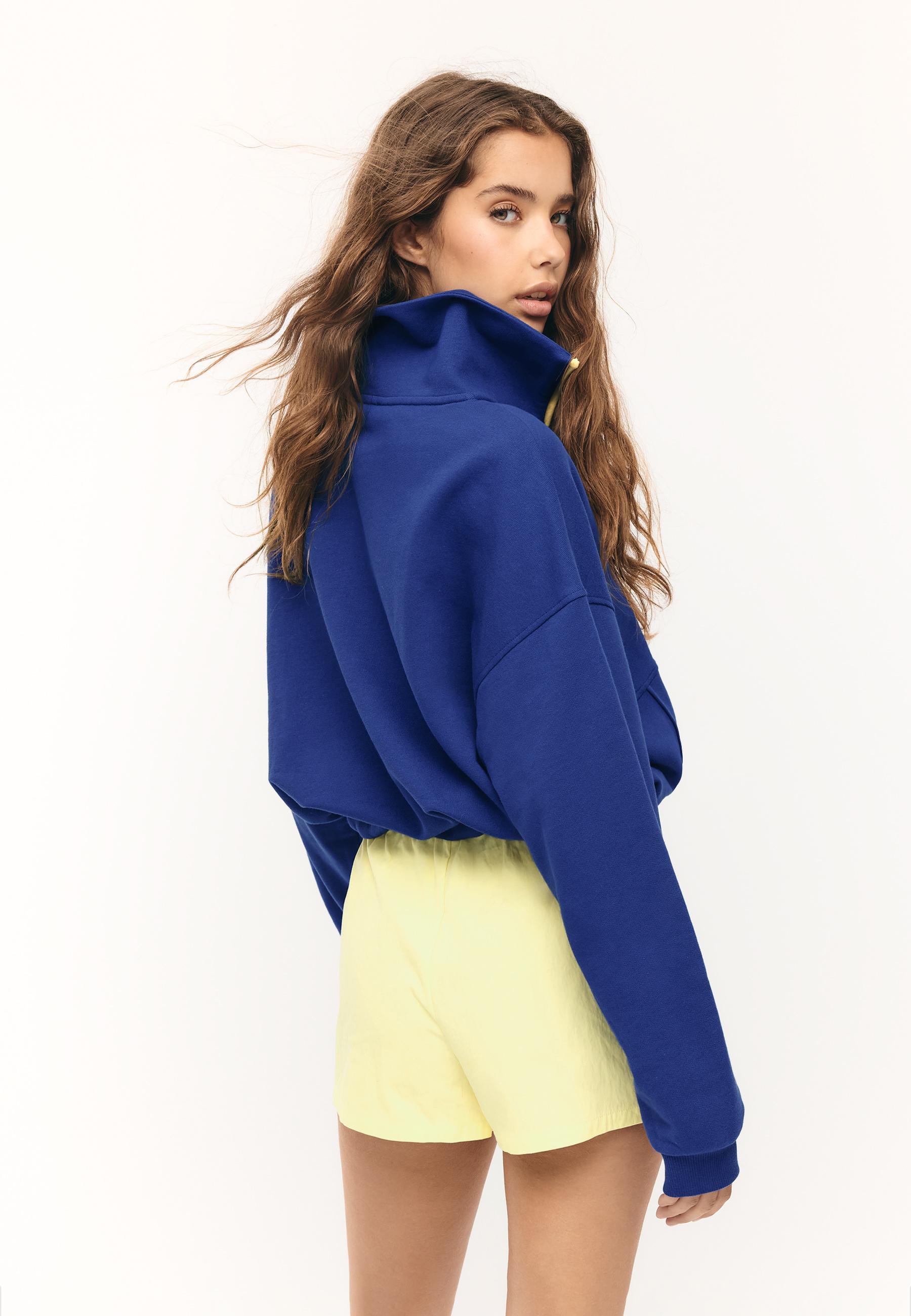Contrast zip sweatshirt — Royal blue