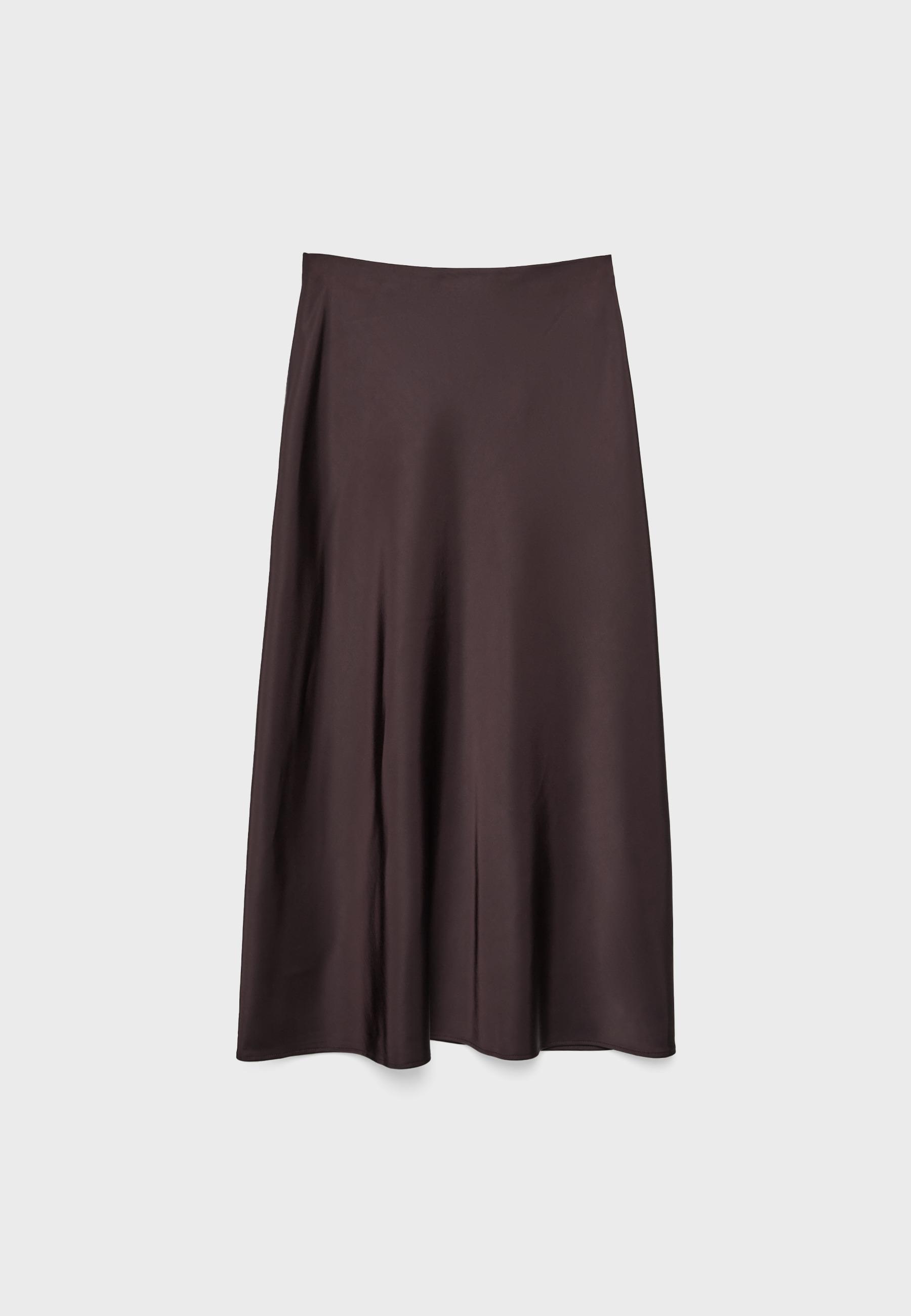 Satin midi skirt — Brown