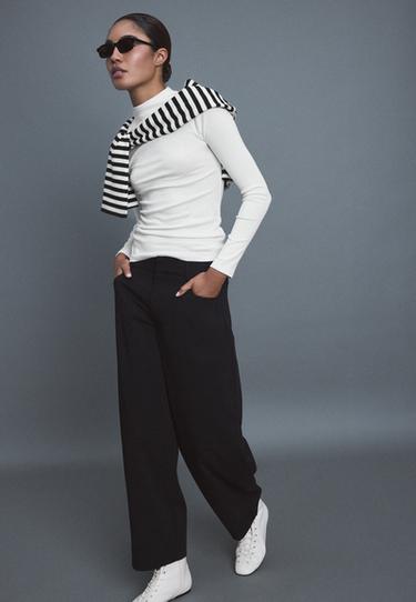Basic funnel neck T-shirt — Ecru 2