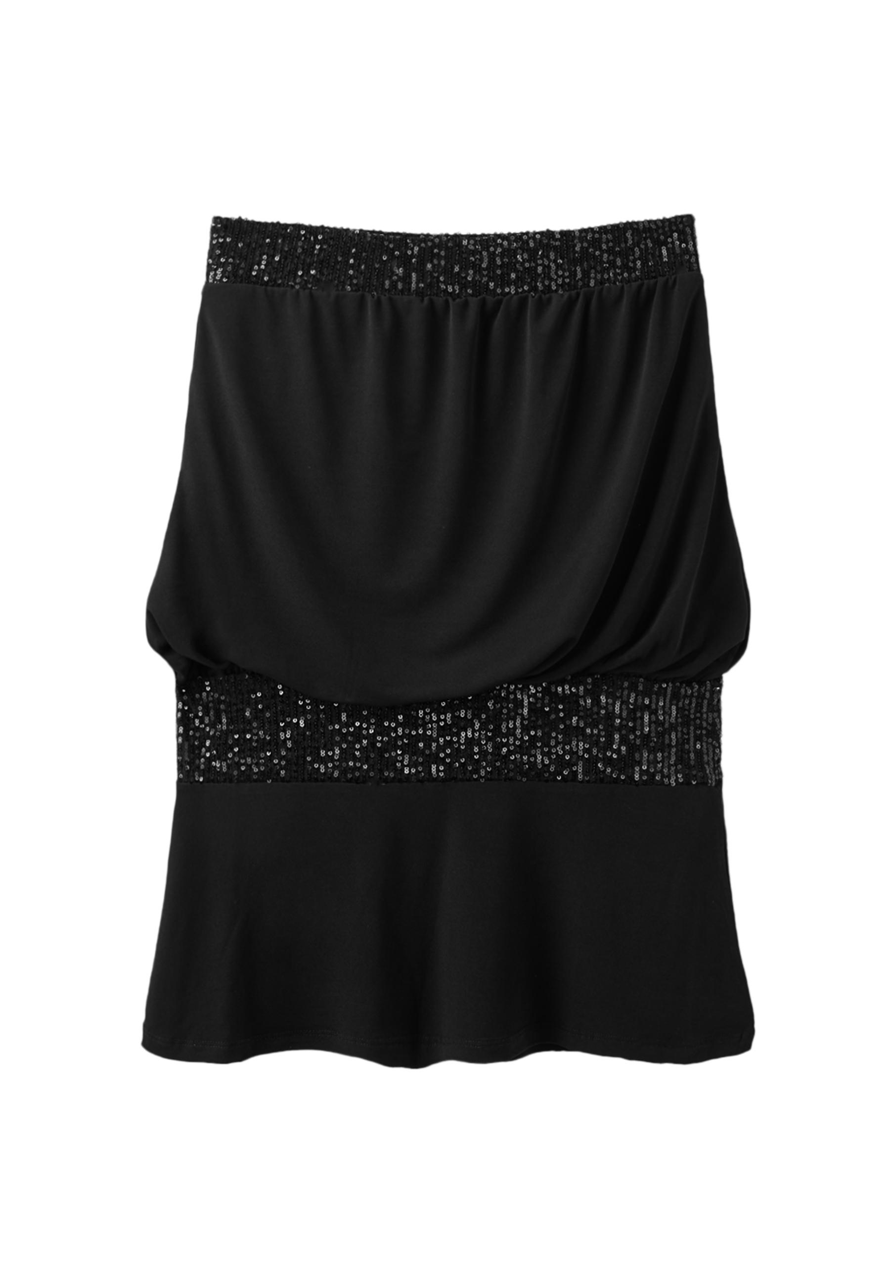 Combined sequin mini dress — Black