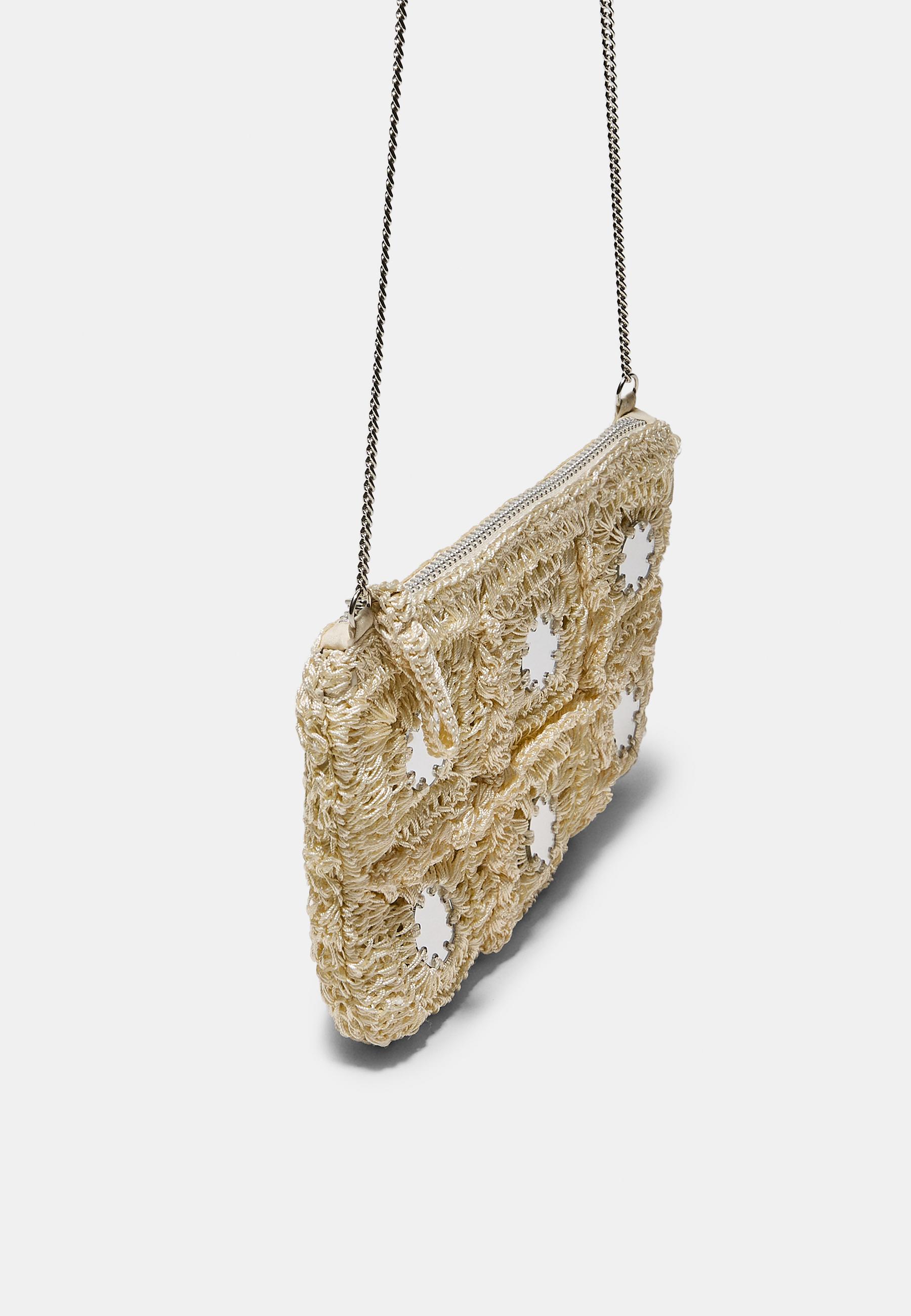 Mini mirror crochet crossbody bag — Ecru (alternate view)