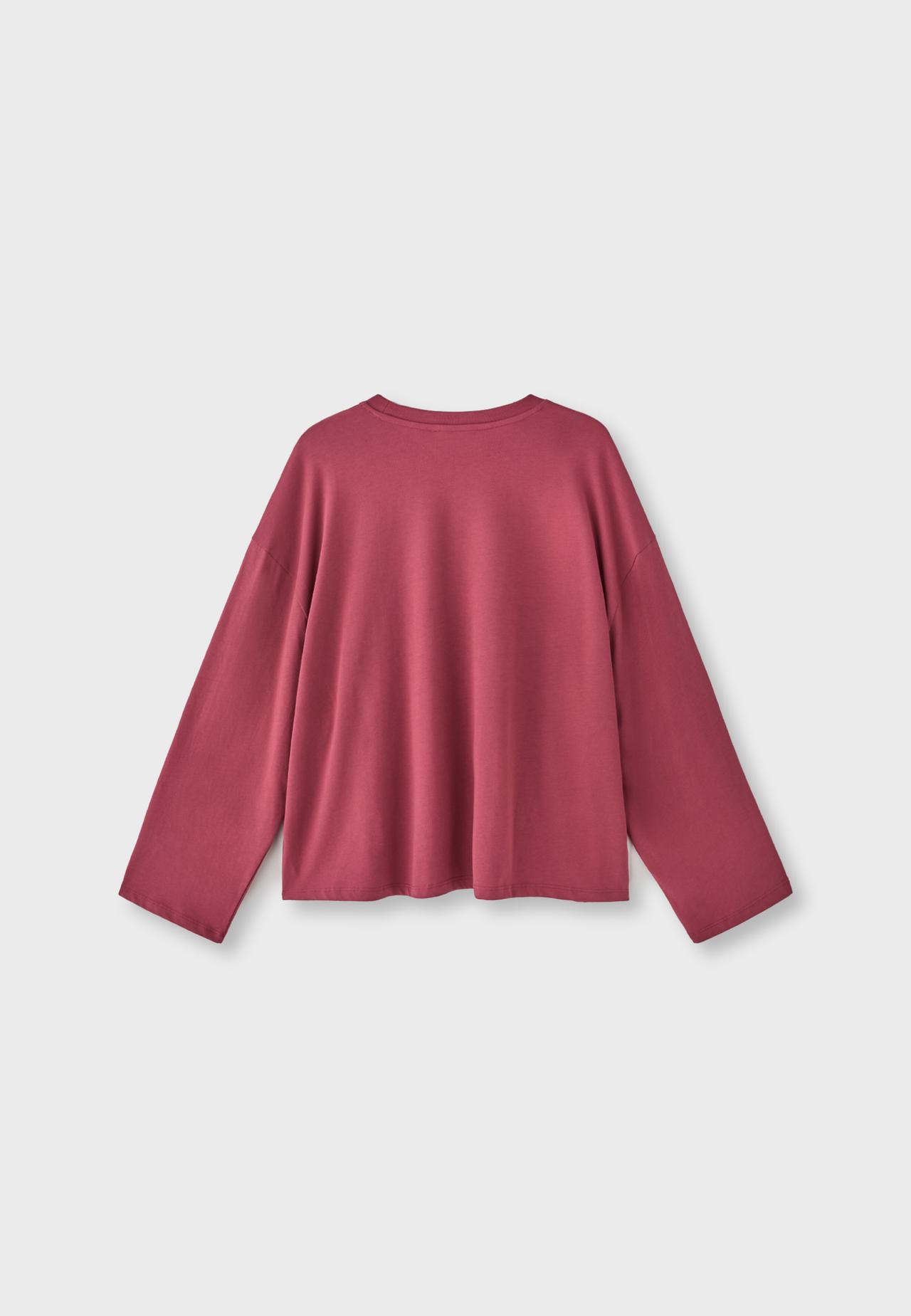 Boxy long sleeve T-shirt — Dark red