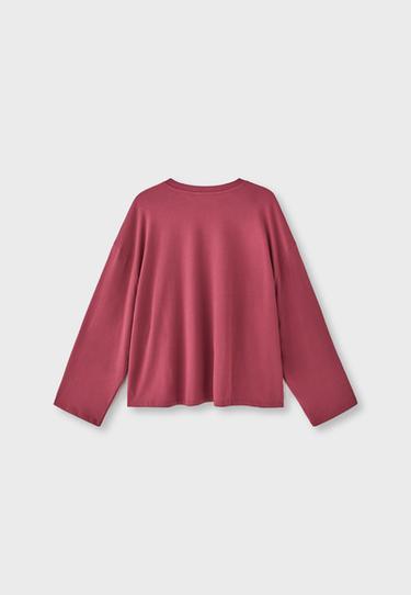 Boxy long sleeve T-shirt — Dark red 8