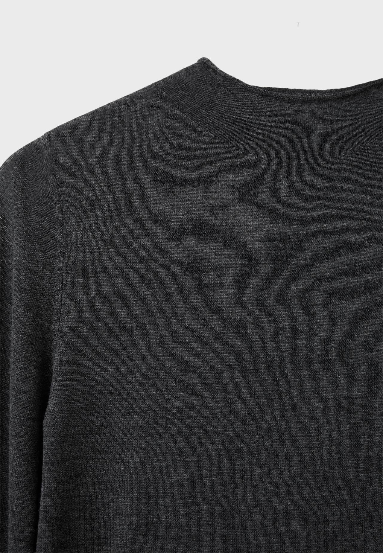 Basic wool silk mock neck jumper — Dark grey