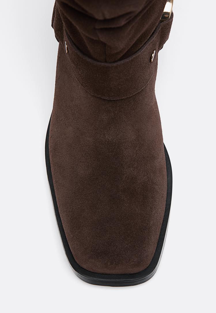 botines planos piel hebilla