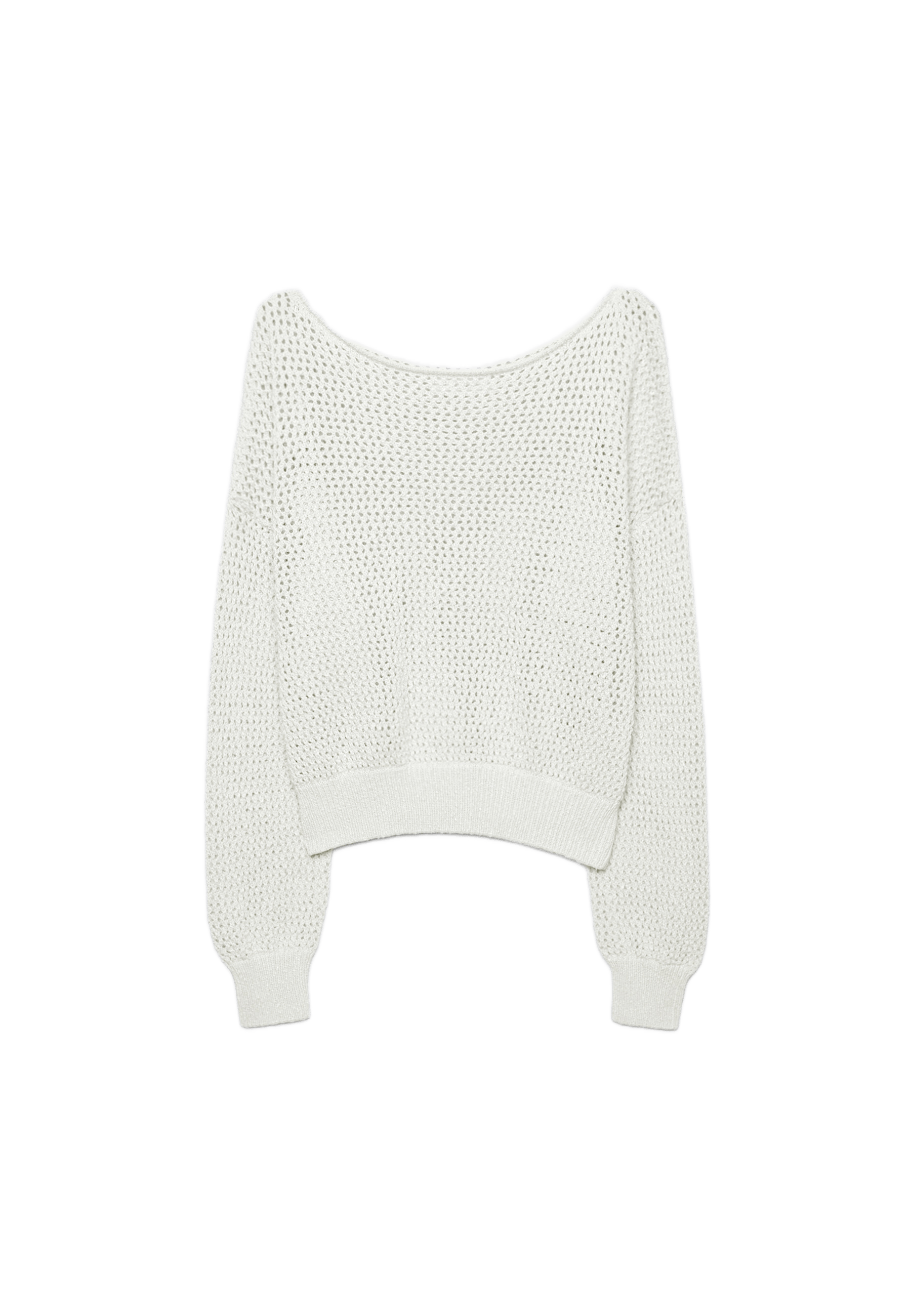 Mesh knit boat neck jumper — Ecru