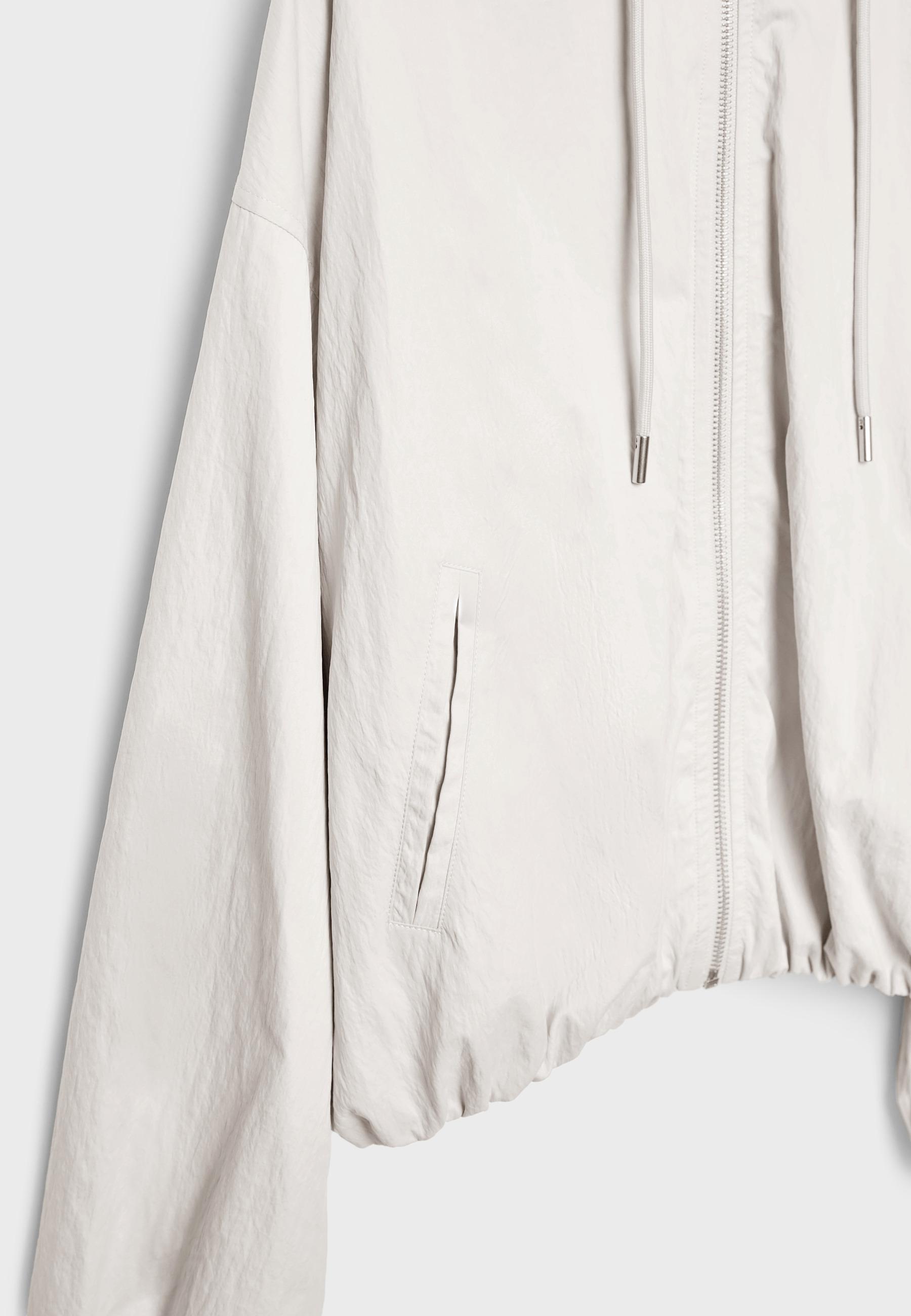 Basic nylon hooded jacket — Ecru